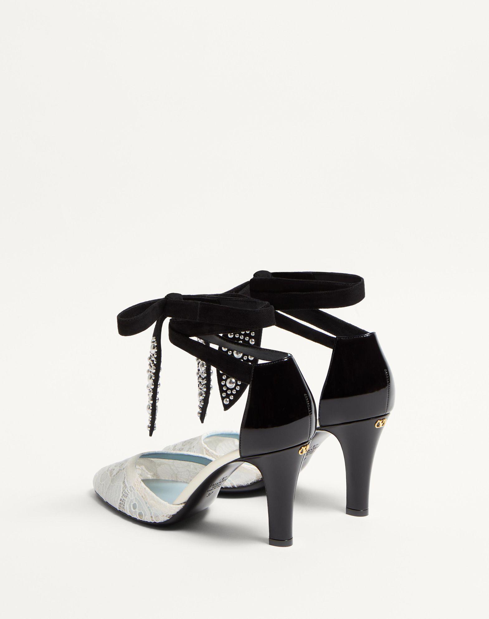 FOLIEFOLIAGE PUMPS IN ABRASIVE CALFSKIN AND LACE 85MM Product Image