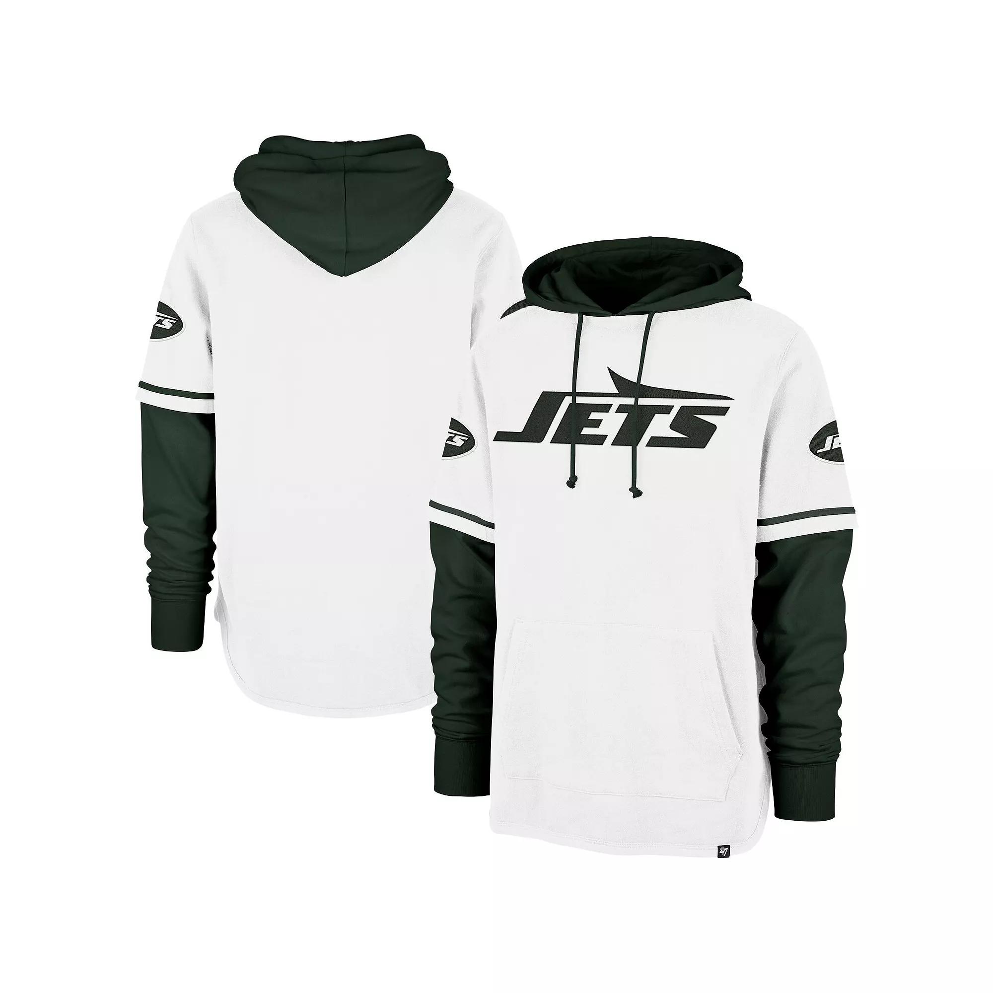 Men's '47 White New York Jets Trifecta Shortstop Pullover Hoodie, Size: 2XL Product Image