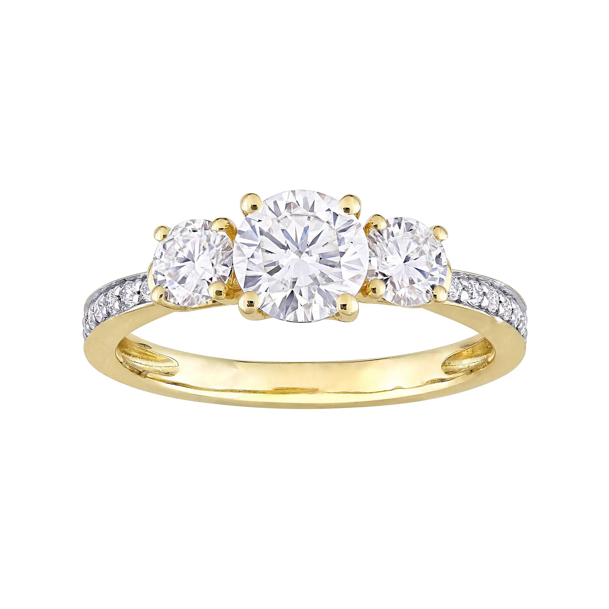 Stella Grace 10k Gold Lab-Created Moissanite 3-Stone Engagement Ring, Women's, Size: 9 Product Image