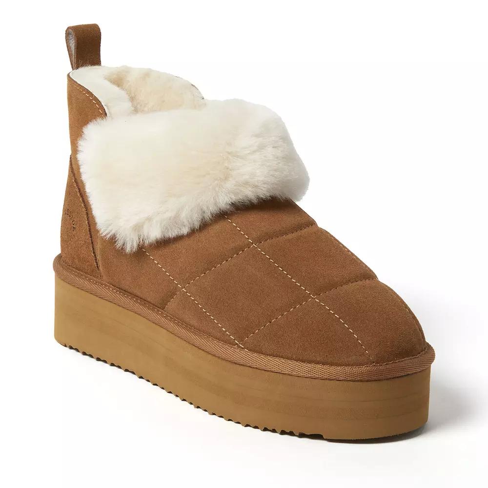 Dearfoams Bayswater Puff Women's Platform Shearling Bootie Slippers,  Product Image