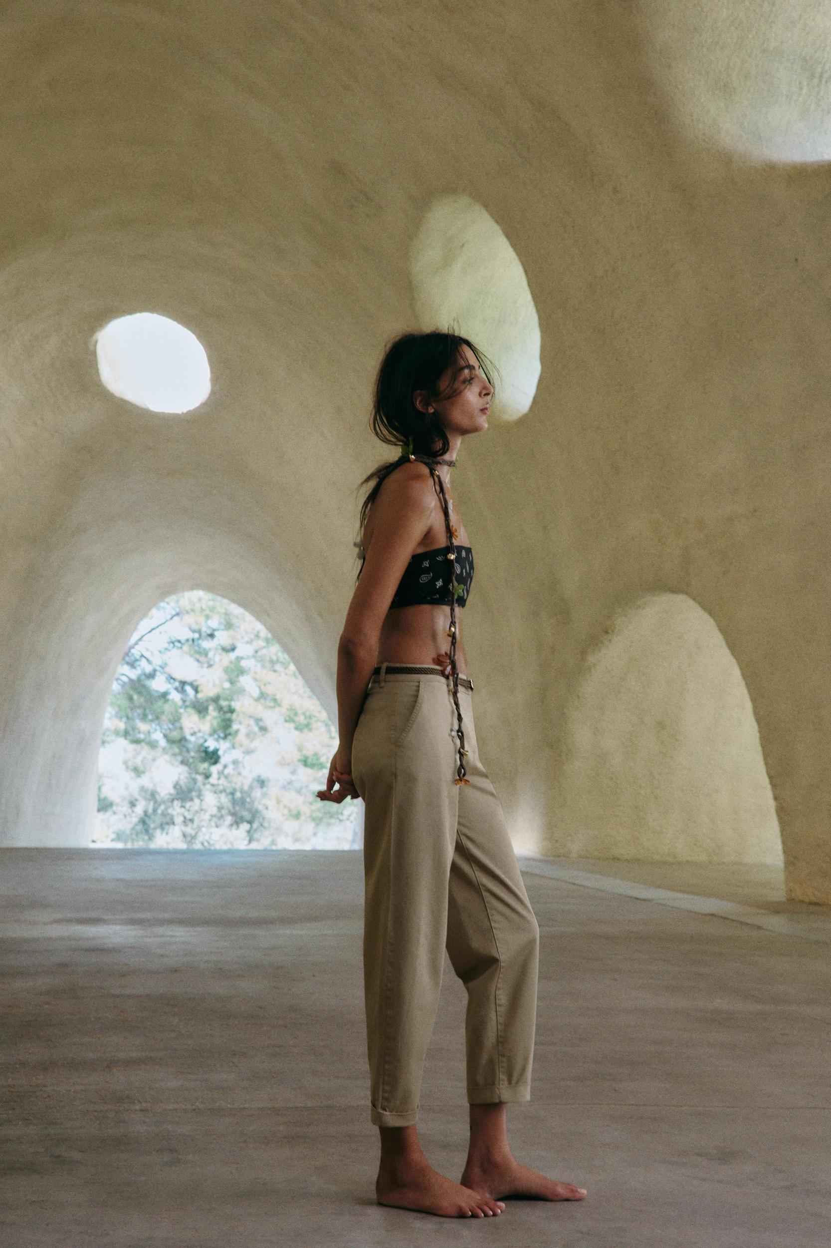 BRAIDED BELTED CHINO PANTS Product Image