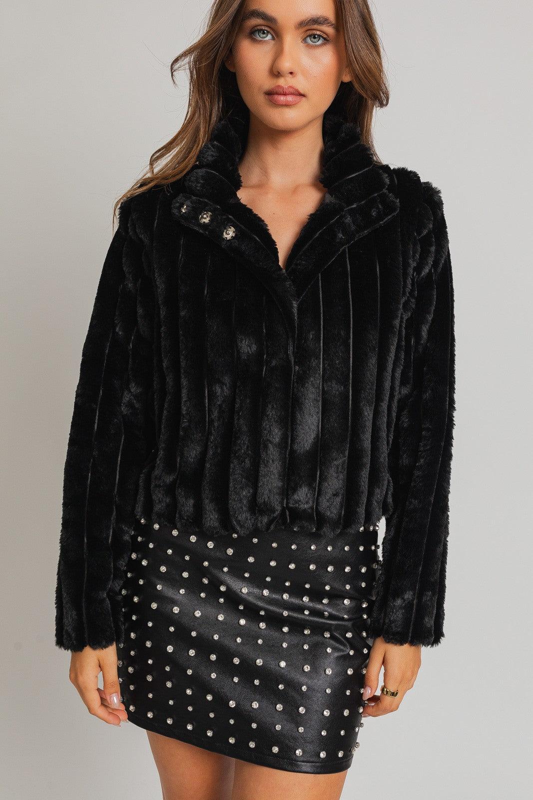Faux Fur Crop Jacket Product Image
