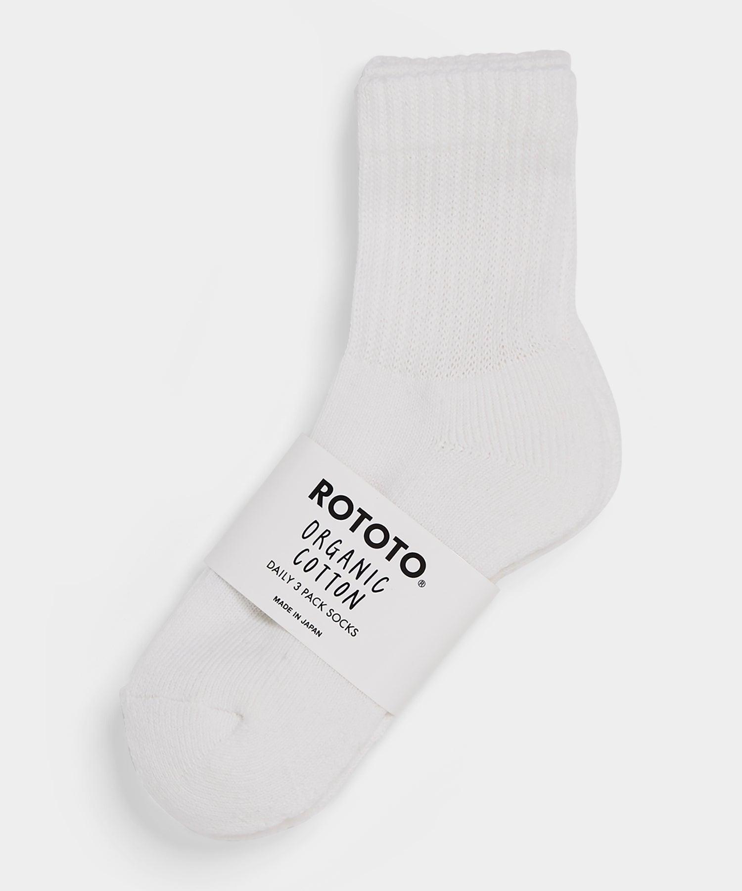RoToTo Organic Daily 3 Pack Mini Crew Socks in White Product Image