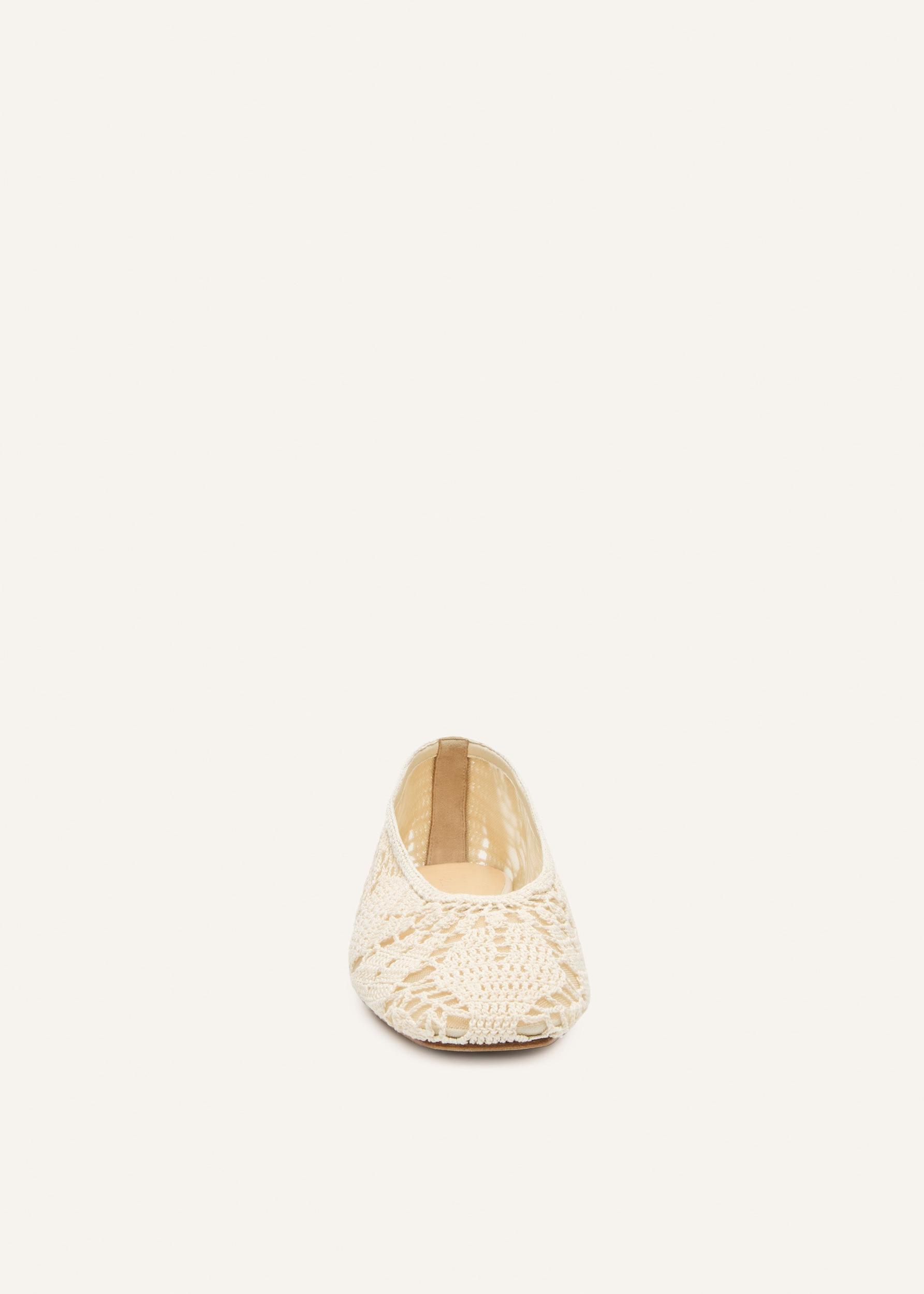 Crochet ballet flats in cream Product Image