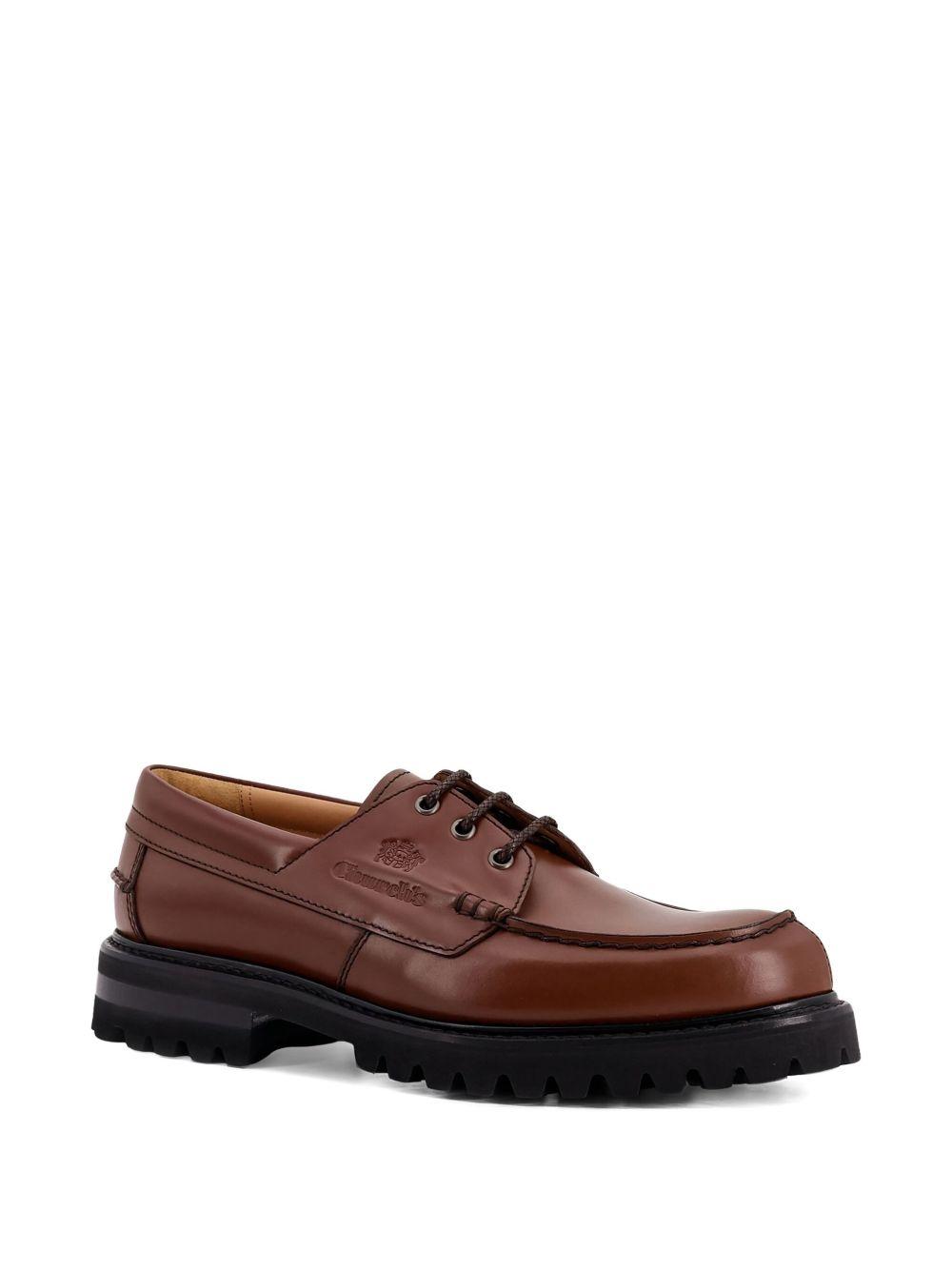 lace-up leather boat shoes Product Image