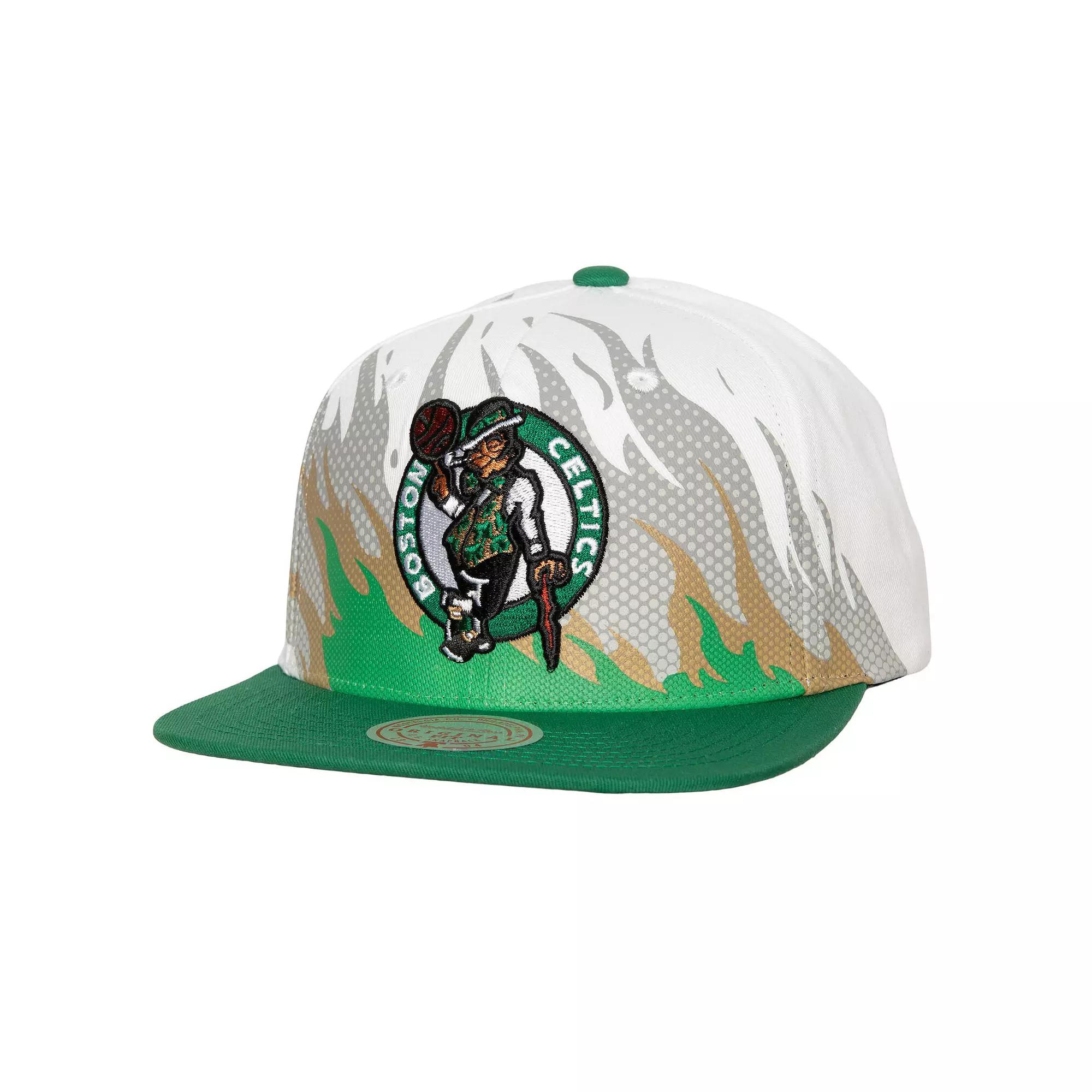 Men's Mitchell & Ness White Boston Celtics Hot Fire Snapback Hat Product Image