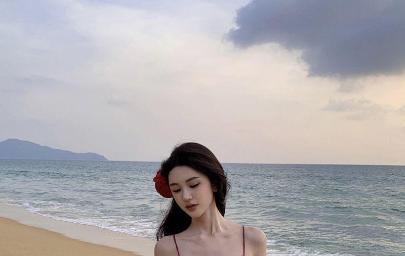 Spaghetti Strap Plain Open Back Maxi Sundress Product Image