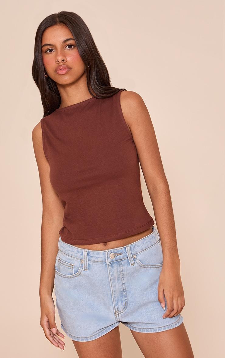 Charcoal Fine Knit  Racer Neck Top Product Image