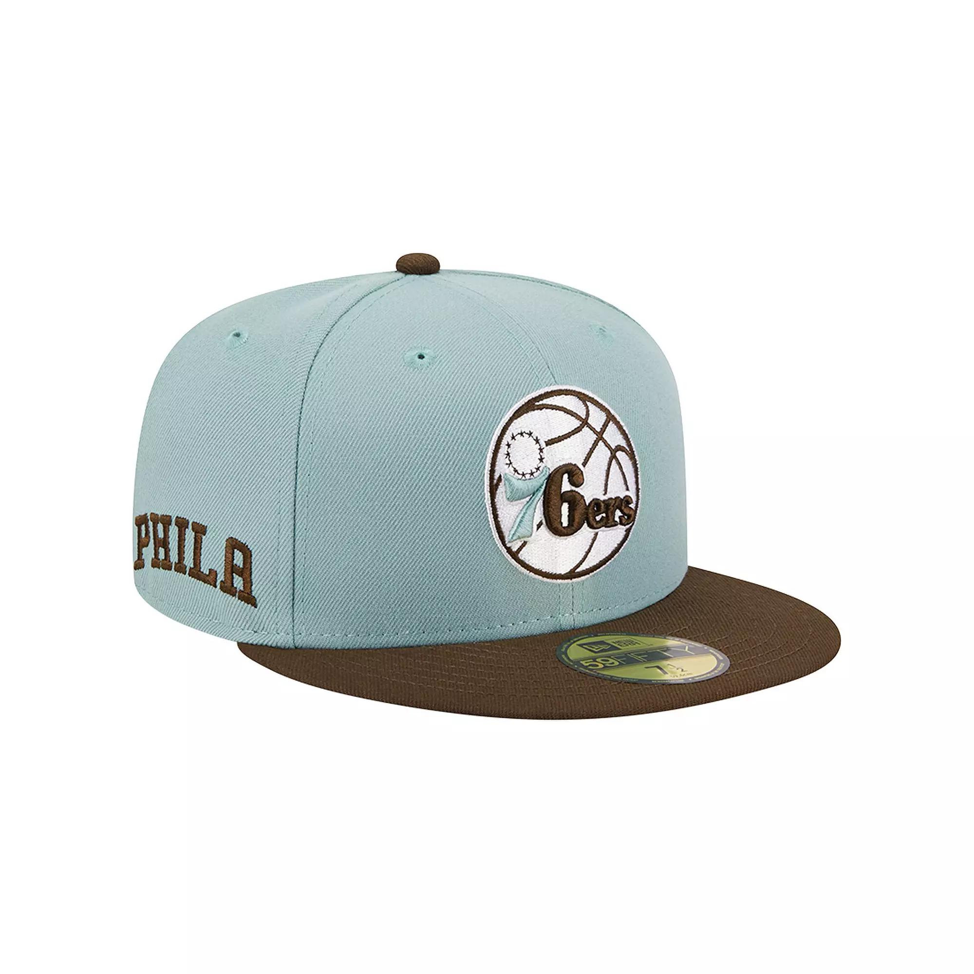 Men's New Era Light Blue/Brown Philadelphia 76ers Two-Tone 59FIFTY Fitted Hat,  Product Image