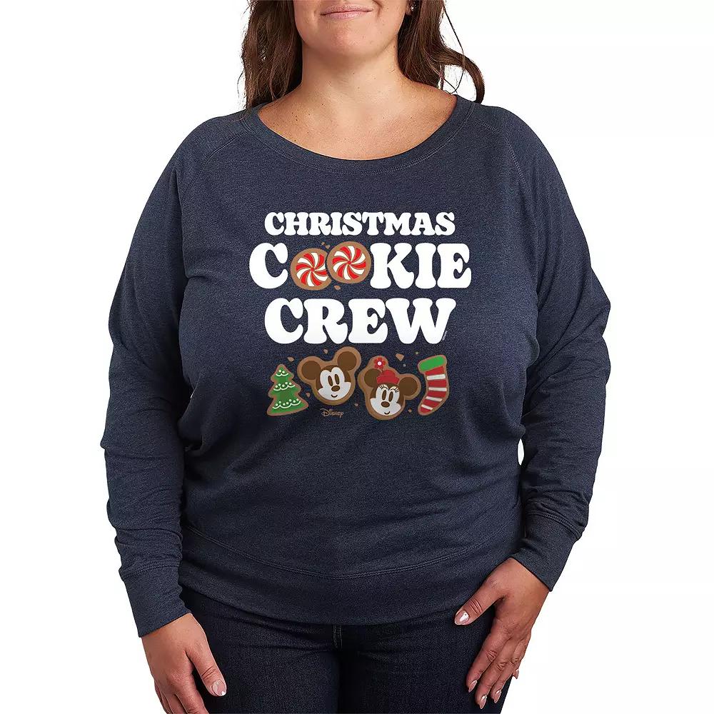 Disney's Mickey & Minnie Mouse Plus Size Christmas Cookie Crew French Terry Long Sleeve Tee, Women's, Size: 1XL, Grey Heather Product Image