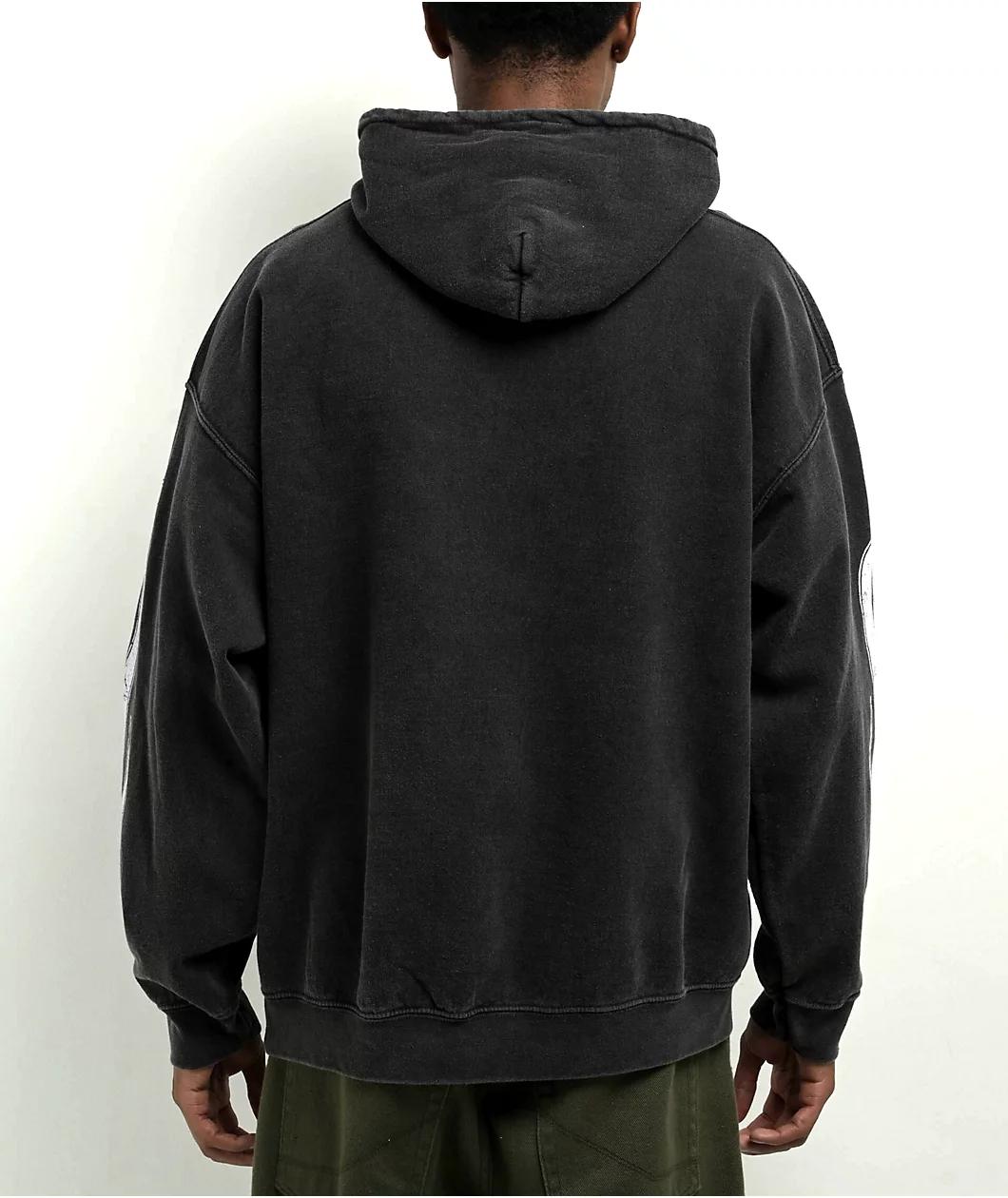 AMP Burning Heart Grey Pigment Dye Hoodie Product Image