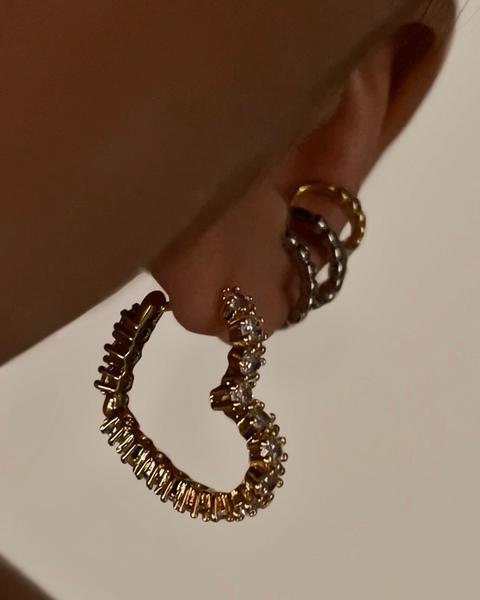 Diamond Heart Bijoux Hoops | LUV AJ Product Image
