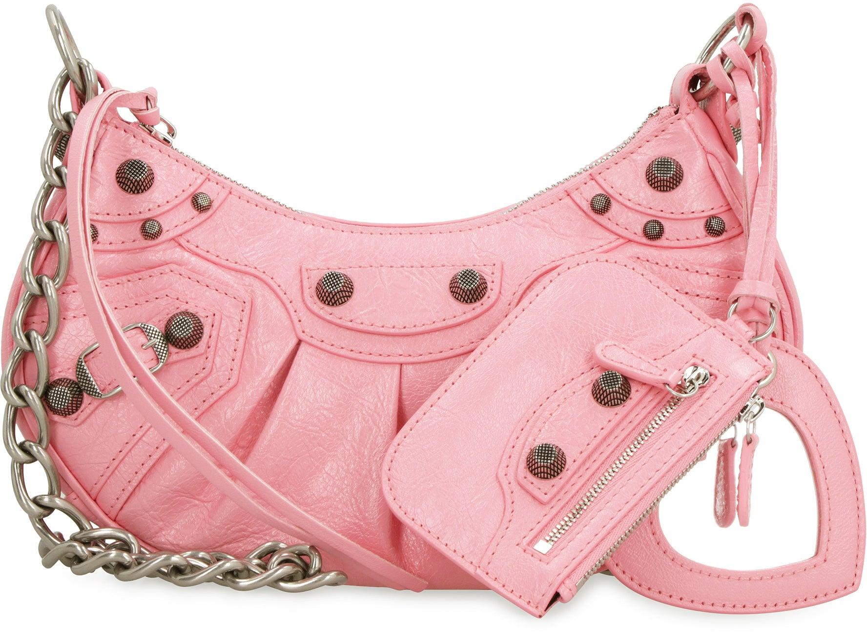 BALENCIAGA Women Pink Nappa Leather Le Cagole Xs Crossbody Bag Product Image