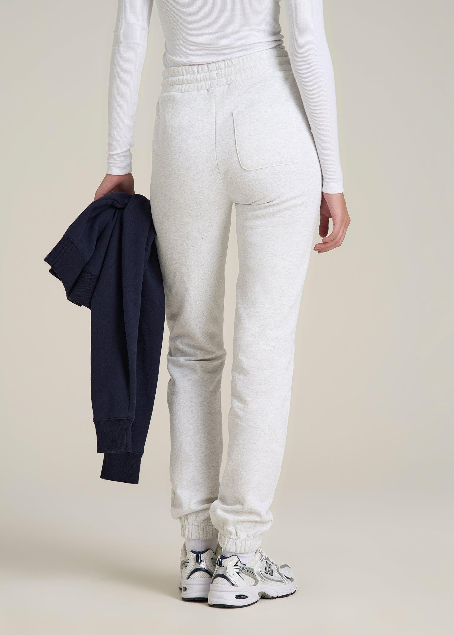 Wearever Fleece Slim Fit High-Waisted Garment Dye Sweatpants for Tall Women in Heather Cloud White Female Product Image