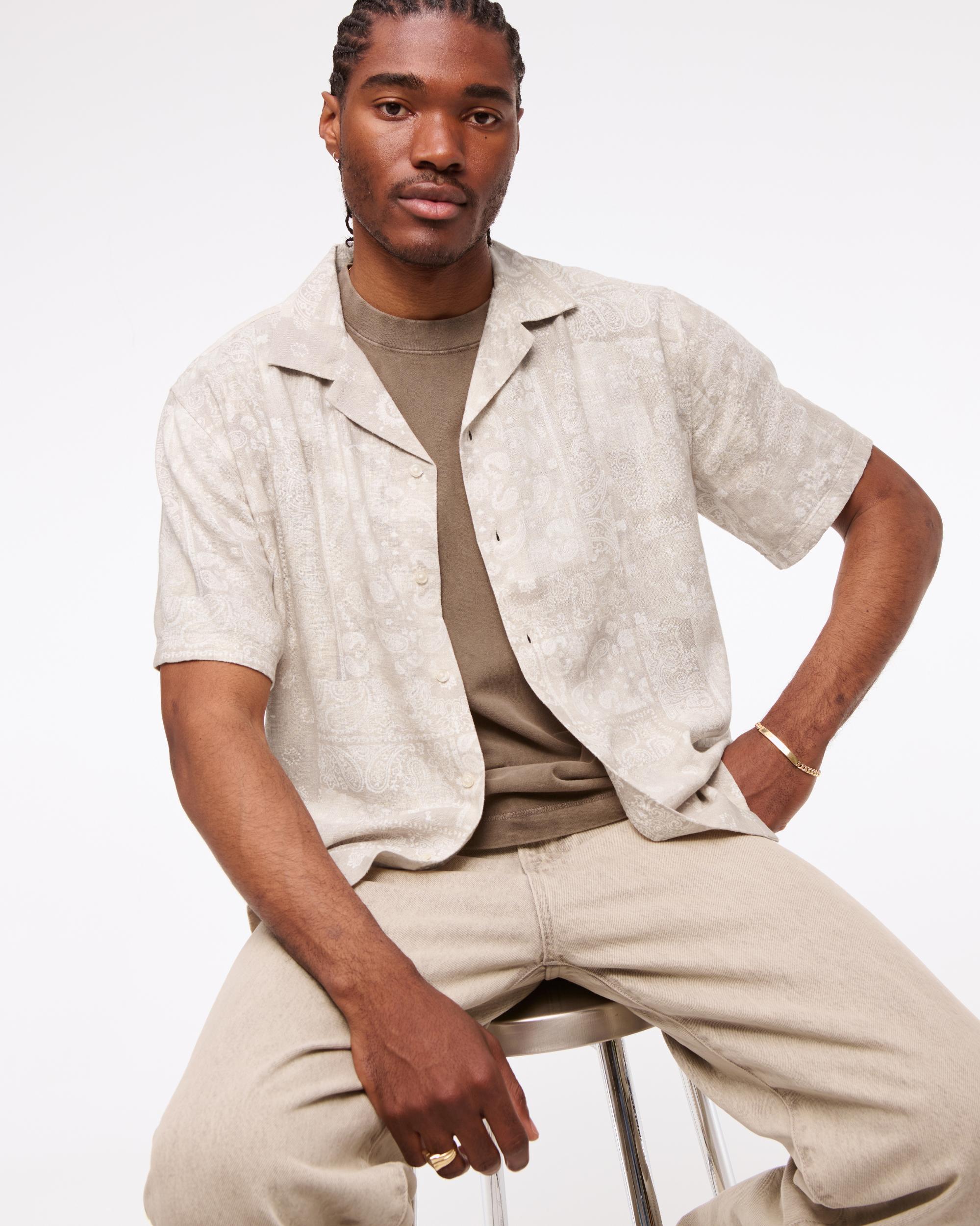 Camp Collar Summer Linen-Blend Shirt Product Image