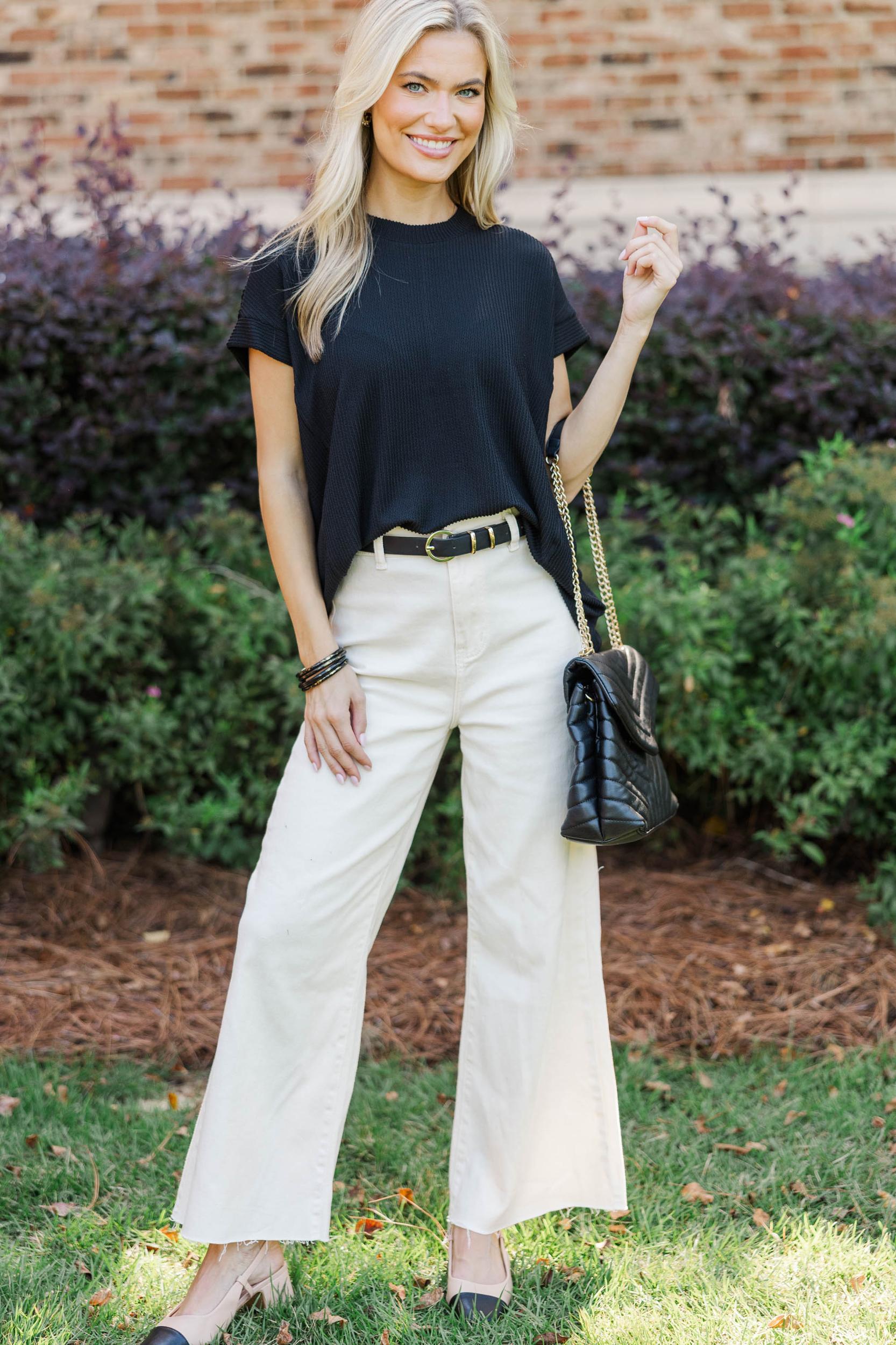 Catch On Black Ribbed Top Female Product Image