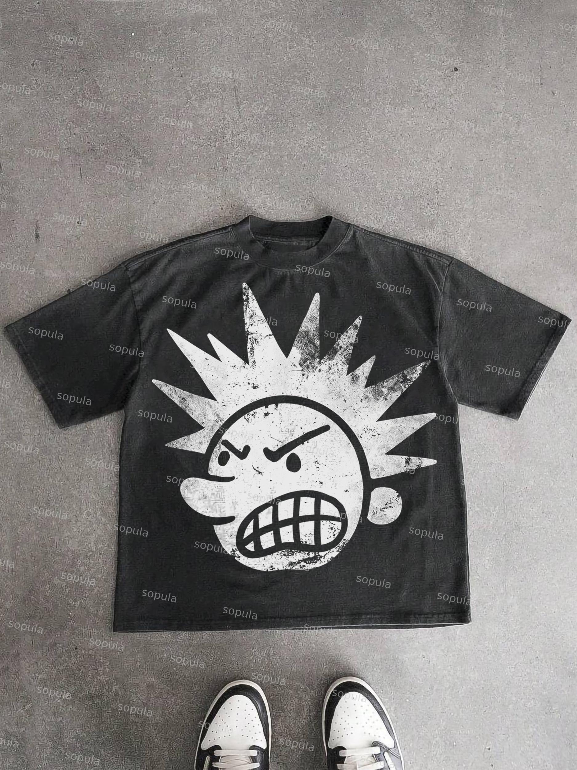 The Brain Explodes Graphic Street Retro Washed T-Shirt Product Image