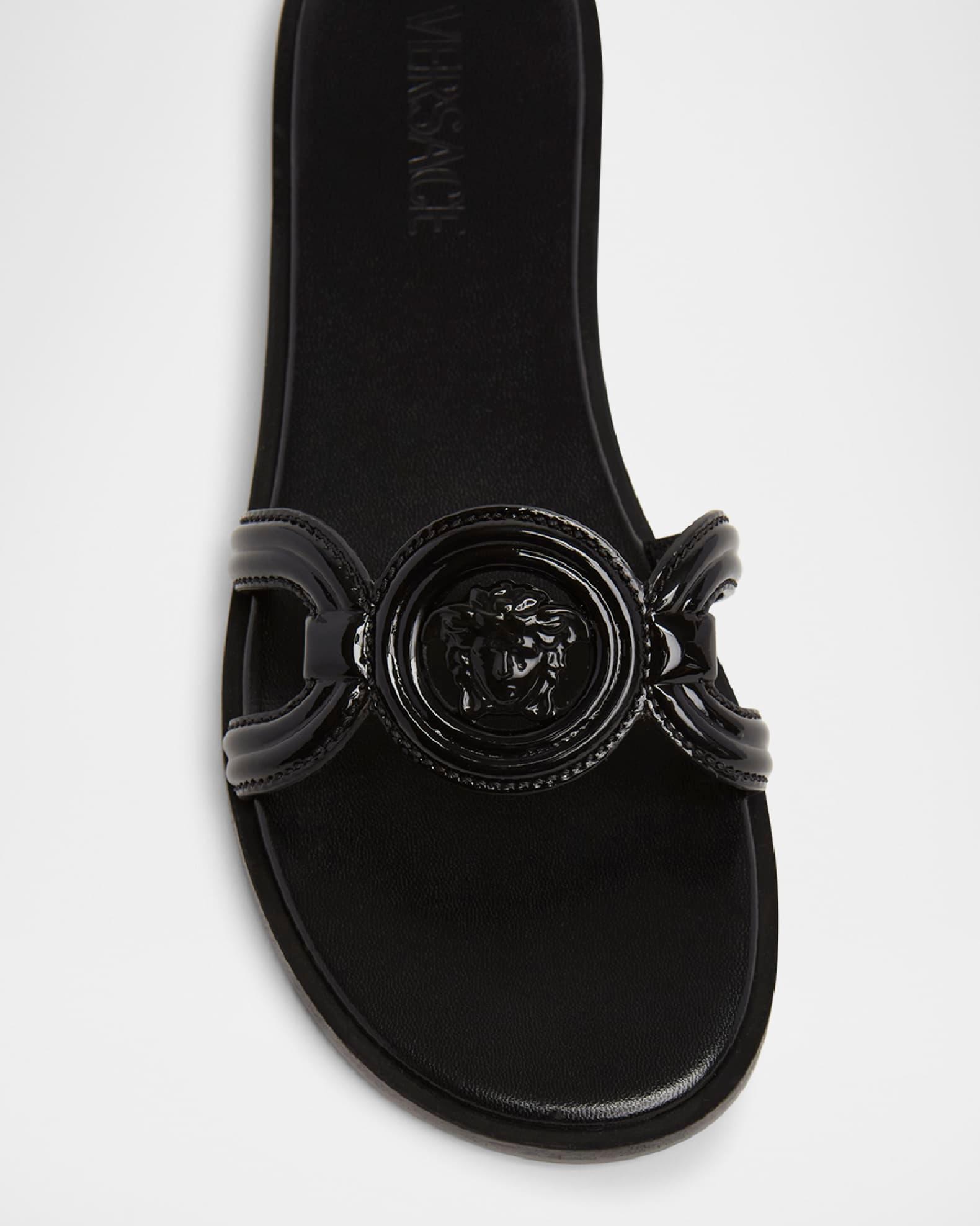 Medusa Leather Flat Slide Sandals Product Image