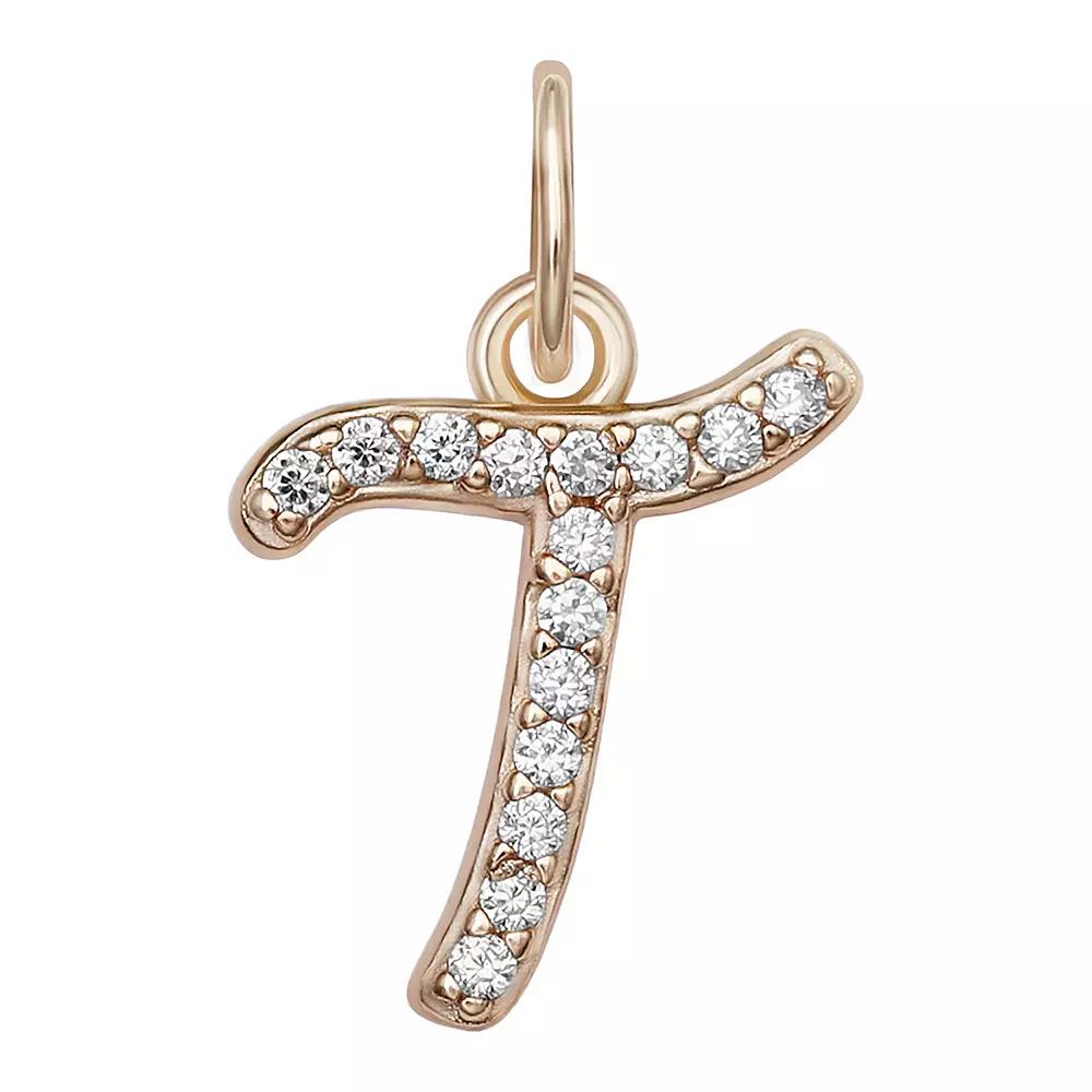 LC Lauren Conrad Sterling Silver Cubic Zirconia Initial Charm, Womens, Gold Tone O Product Image