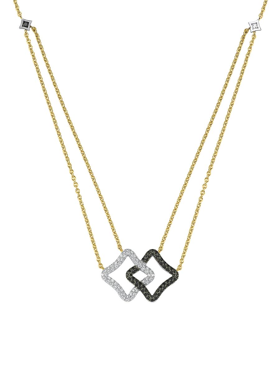 Womens Duality 18K Yellow Gold & Diamond Double-Chain Pendant Necklace Product Image