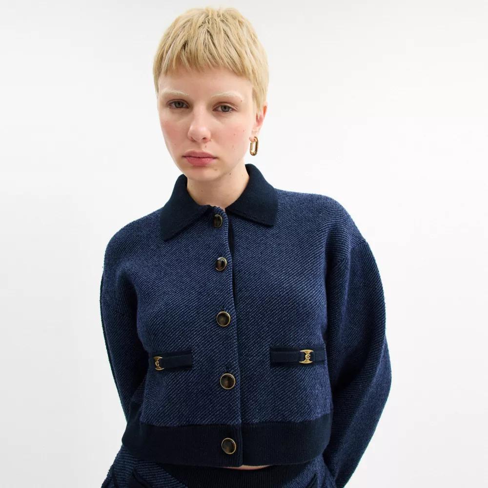 Heritage C Cropped Collared Cardigan Product Image