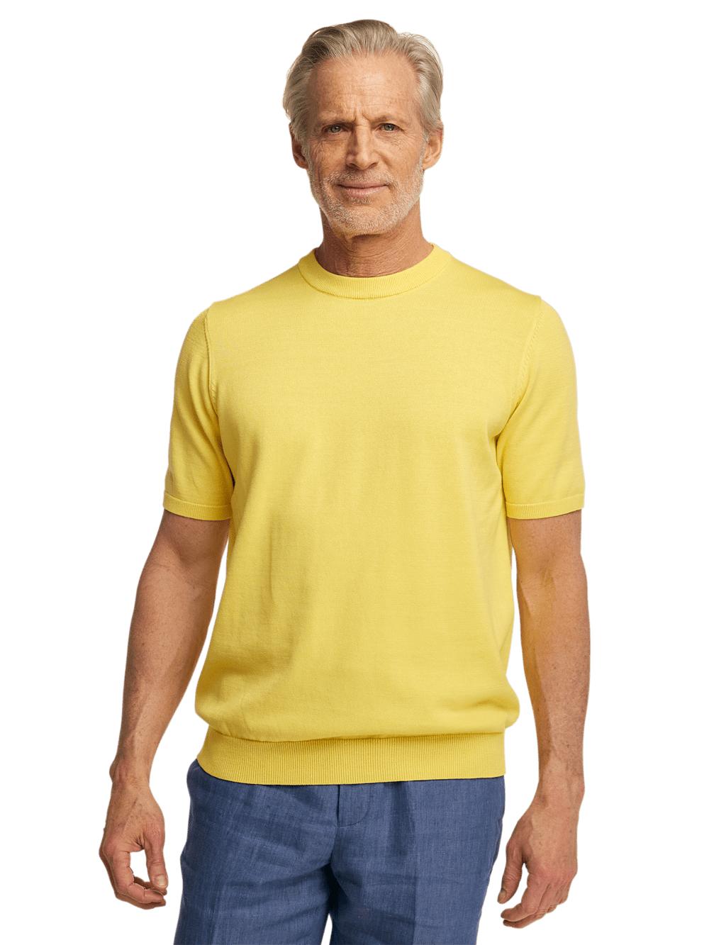 Supima Cotton Crew Neck Sweater - Light Yellow Product Image