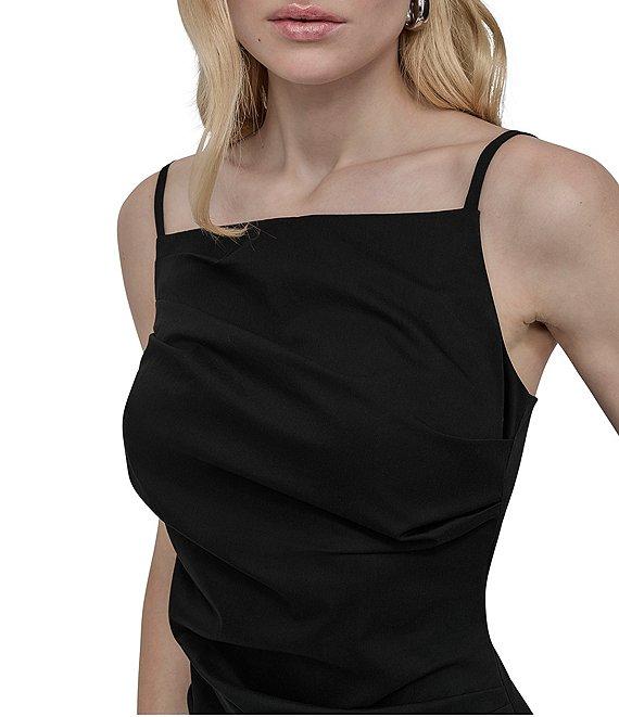 DKNY by Donna Karan Square Neck Sleeveless Ruched Poplin Midi Dress Product Image