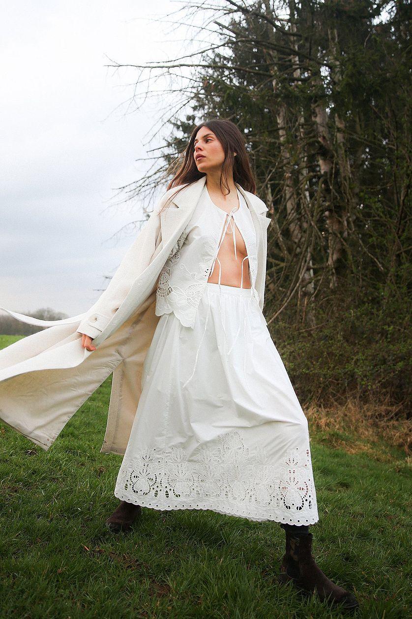 Broderie Anglaise Midi Skirt Product Image