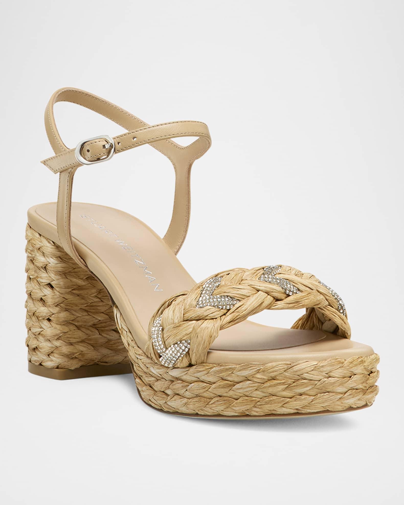 Lana Raffia Crystal Platform Sandals Product Image
