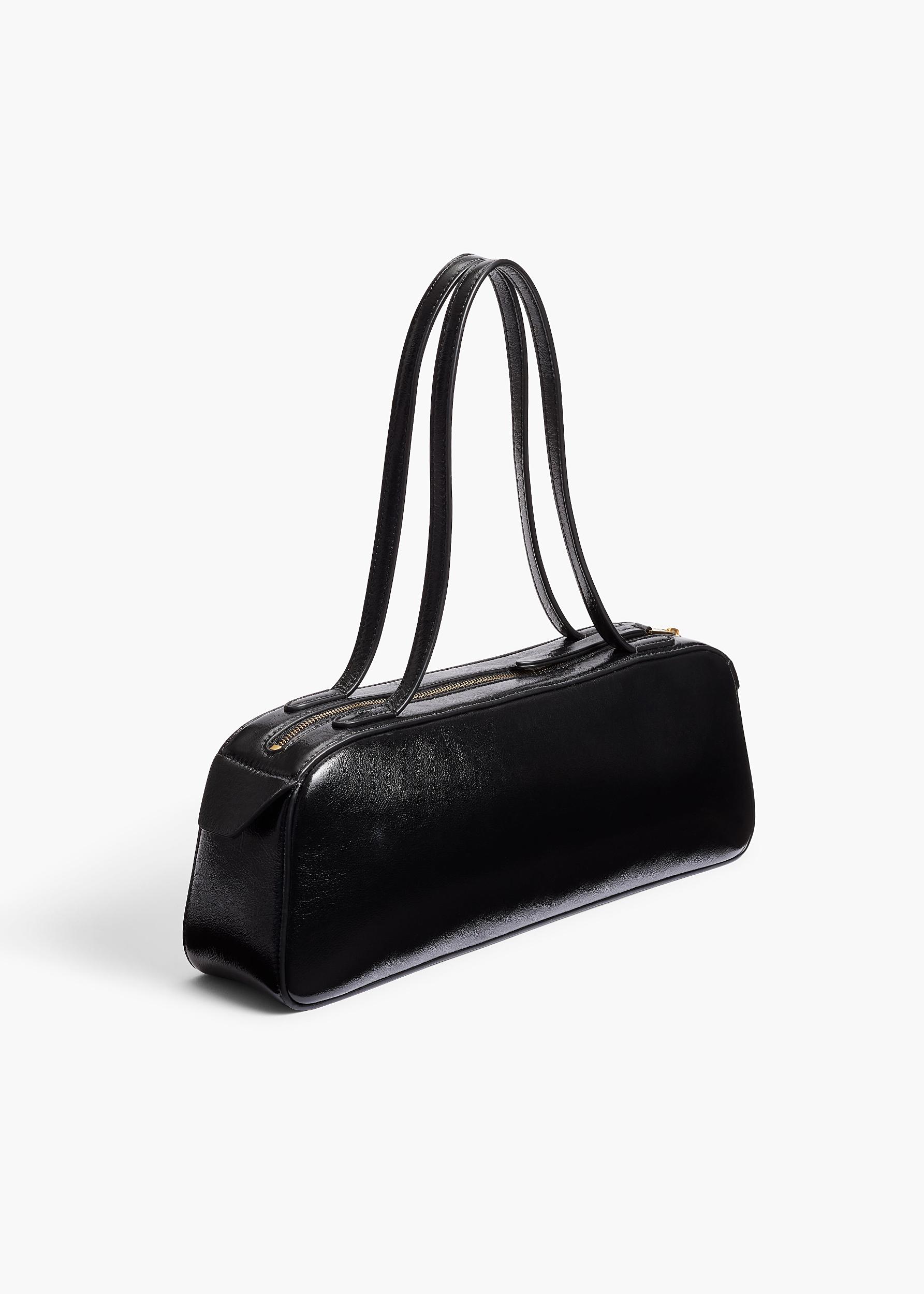 Simona Shoulder Bag in Black Crackle Patent Leather Product Image