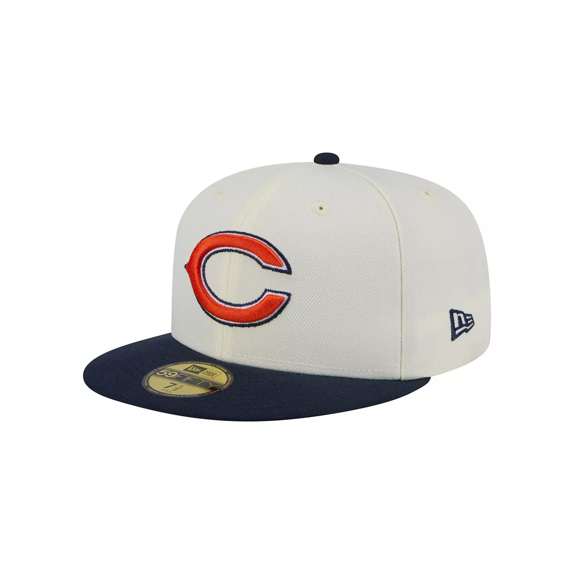 Men's New Era  White/Navy Chicago Bears Main 59FIFTY Fitted Hat, Size: 8 Product Image