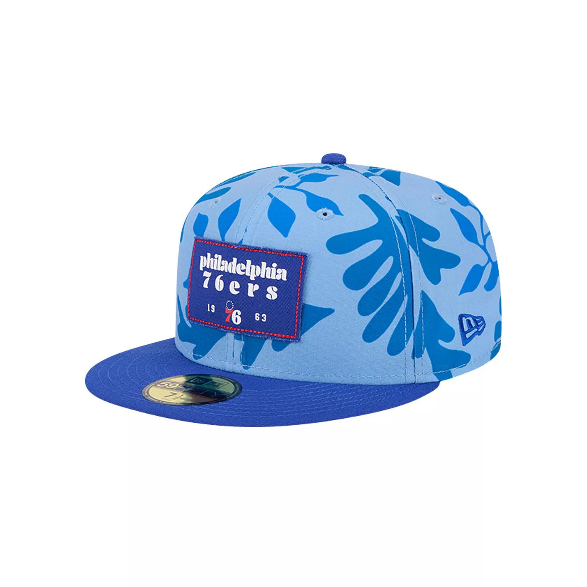 Men's New Era Royal Philadelphia 76ers Palm Fronds 2-Tone 59FIFTY Fitted Hat,  Product Image