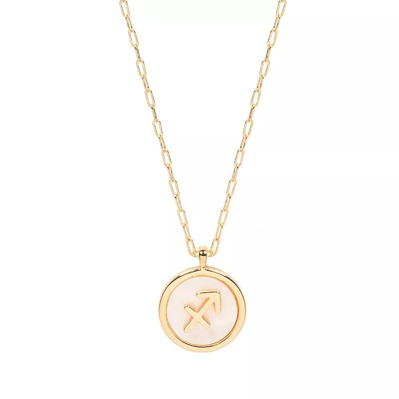 LC Lauren Conrad Gold Tone Zodiac Sign Simulated Mother-of-Pearl Pendant Necklace, Women's, Sagittarius Product Image