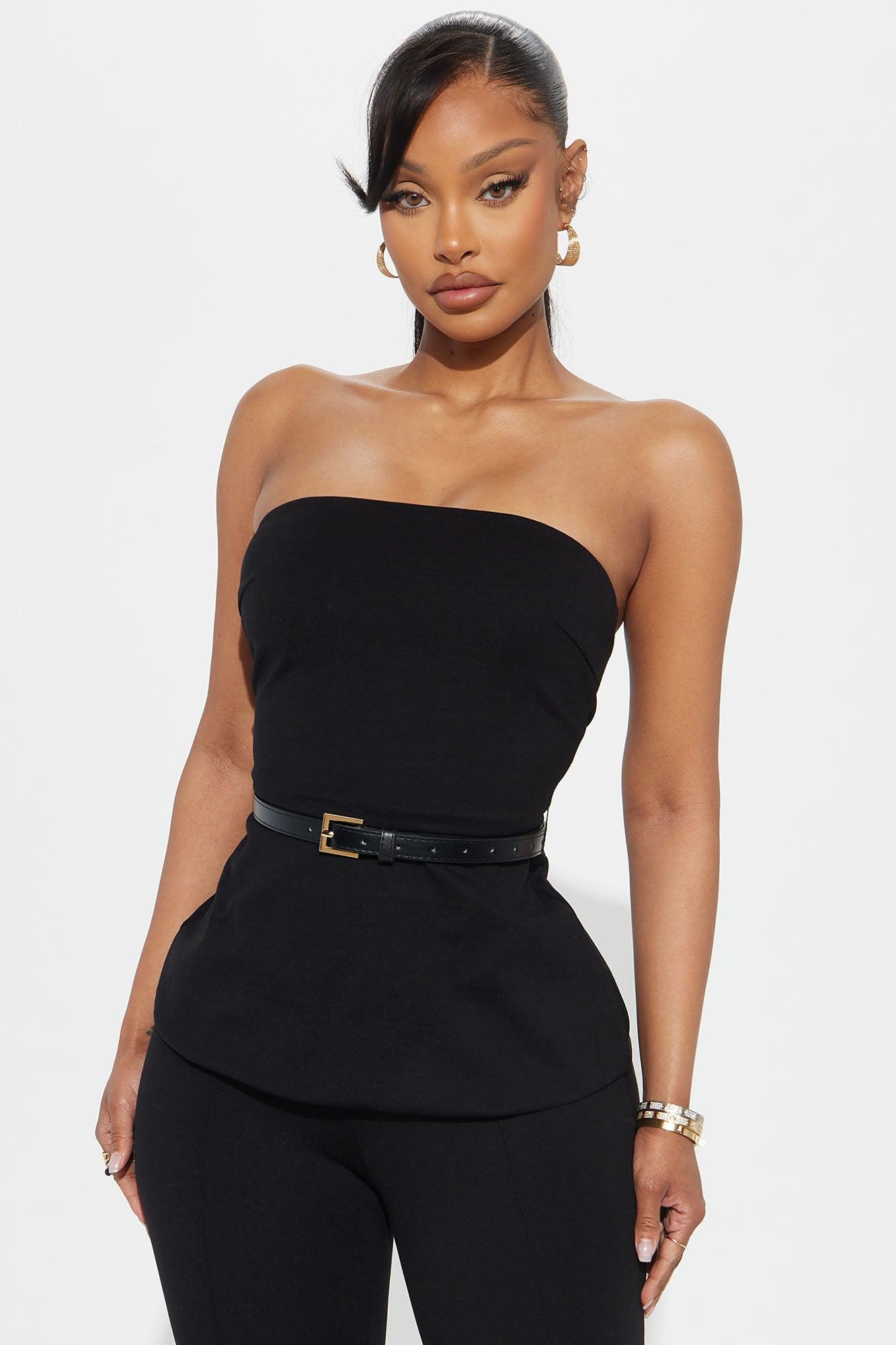 Olivia Ponte Belted Pant Set - Black Product Image