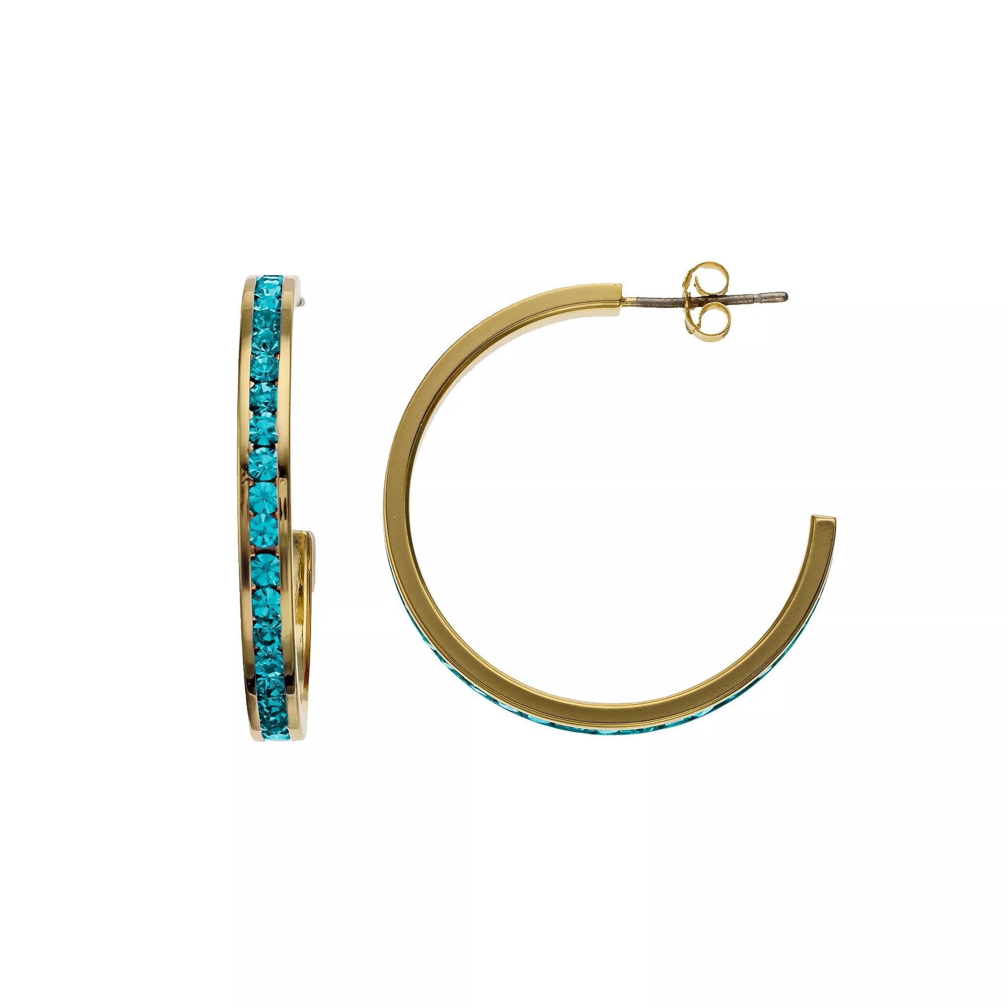 Traditions Jewelry Company 18k Gold Over Silver Crystal Birthstone Hoop Earrings, Womens, October Product Image