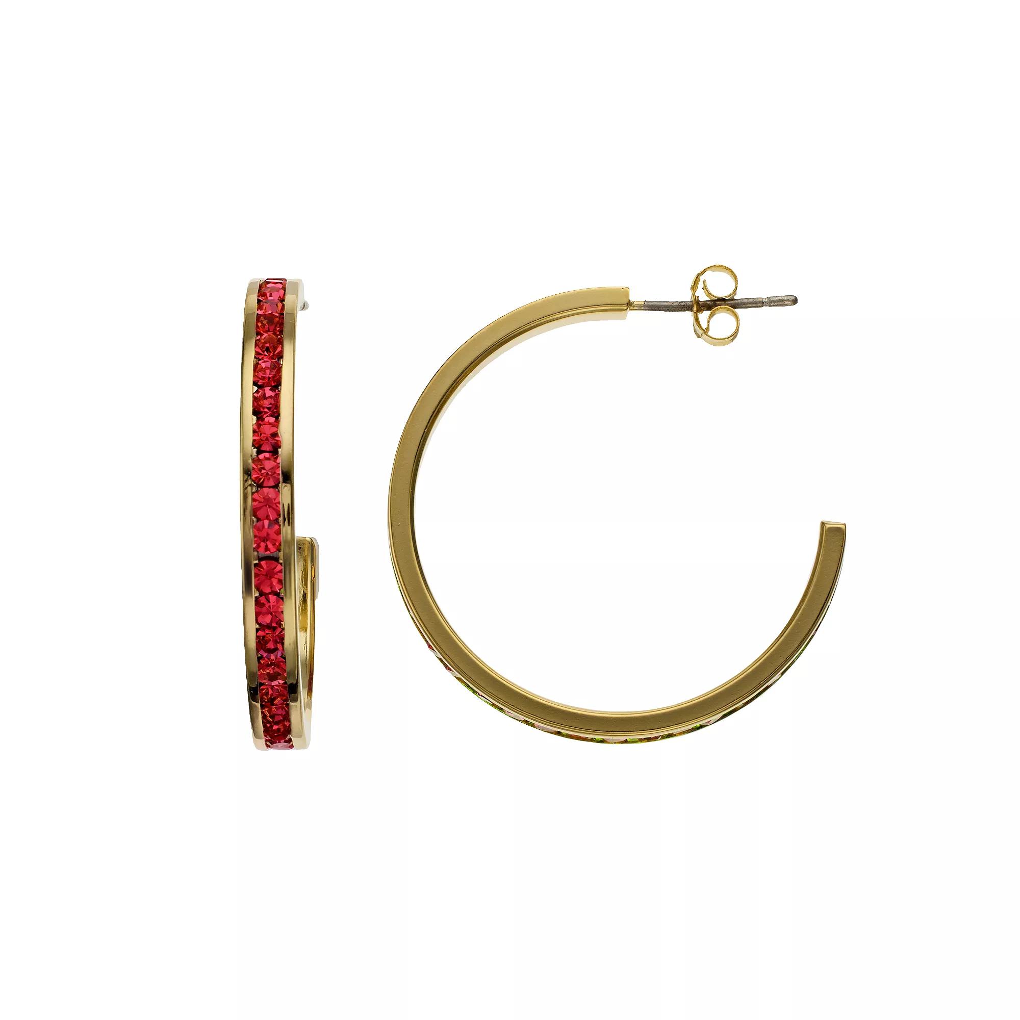 Traditions Jewelry Company 18k Gold Over Silver Crystal Birthstone Hoop Earrings, Womens, October Product Image