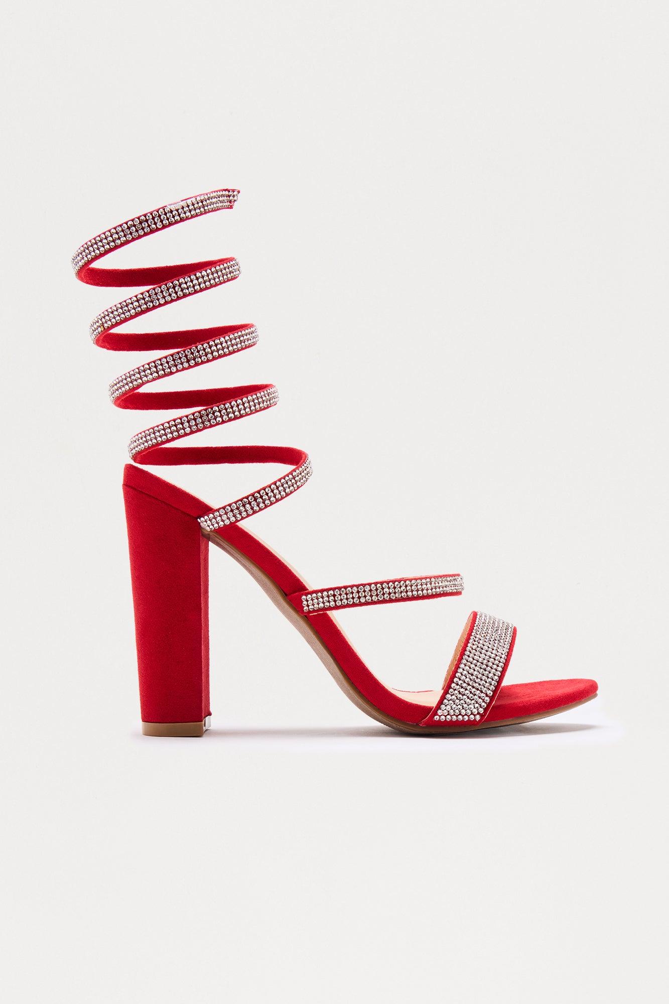 Search Is Over Wrap Up Heels - Red Product Image