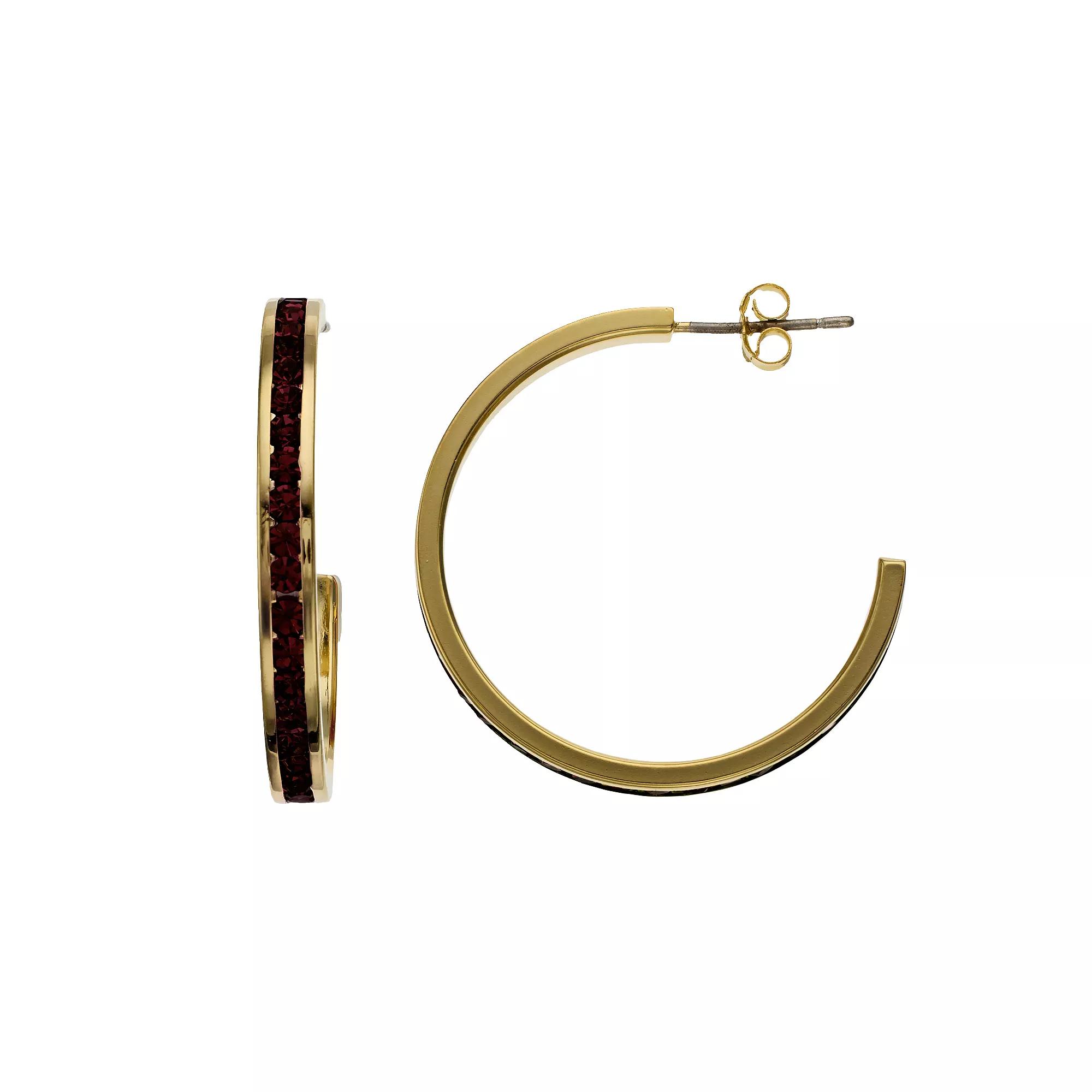 Traditions Jewelry Company 18k Gold Over Silver Crystal Birthstone Hoop Earrings, Womens, July Product Image