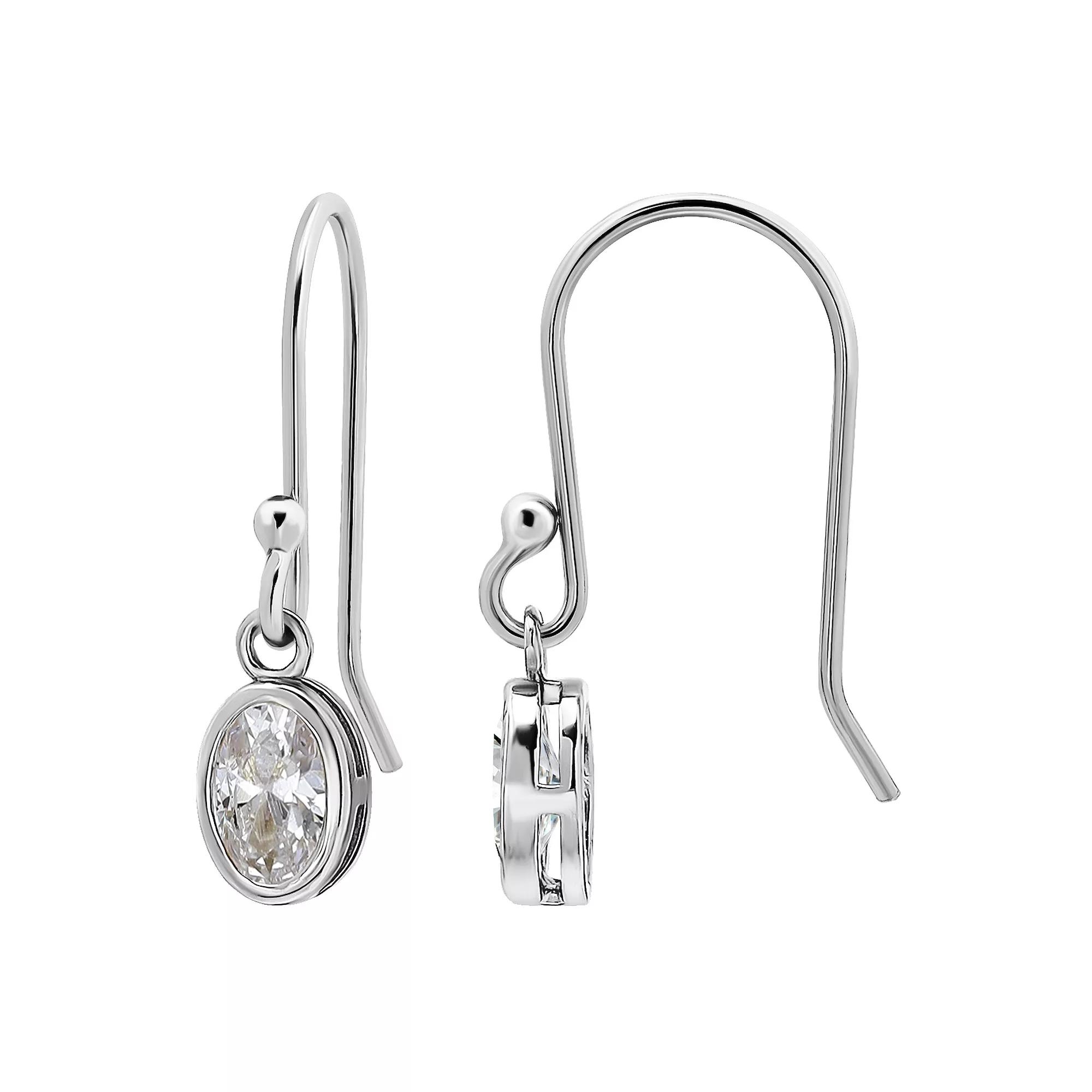 Aleure Precioso Sterling Silver Cubic Zirconia Oval Cut Drop Earrings, Women's Product Image