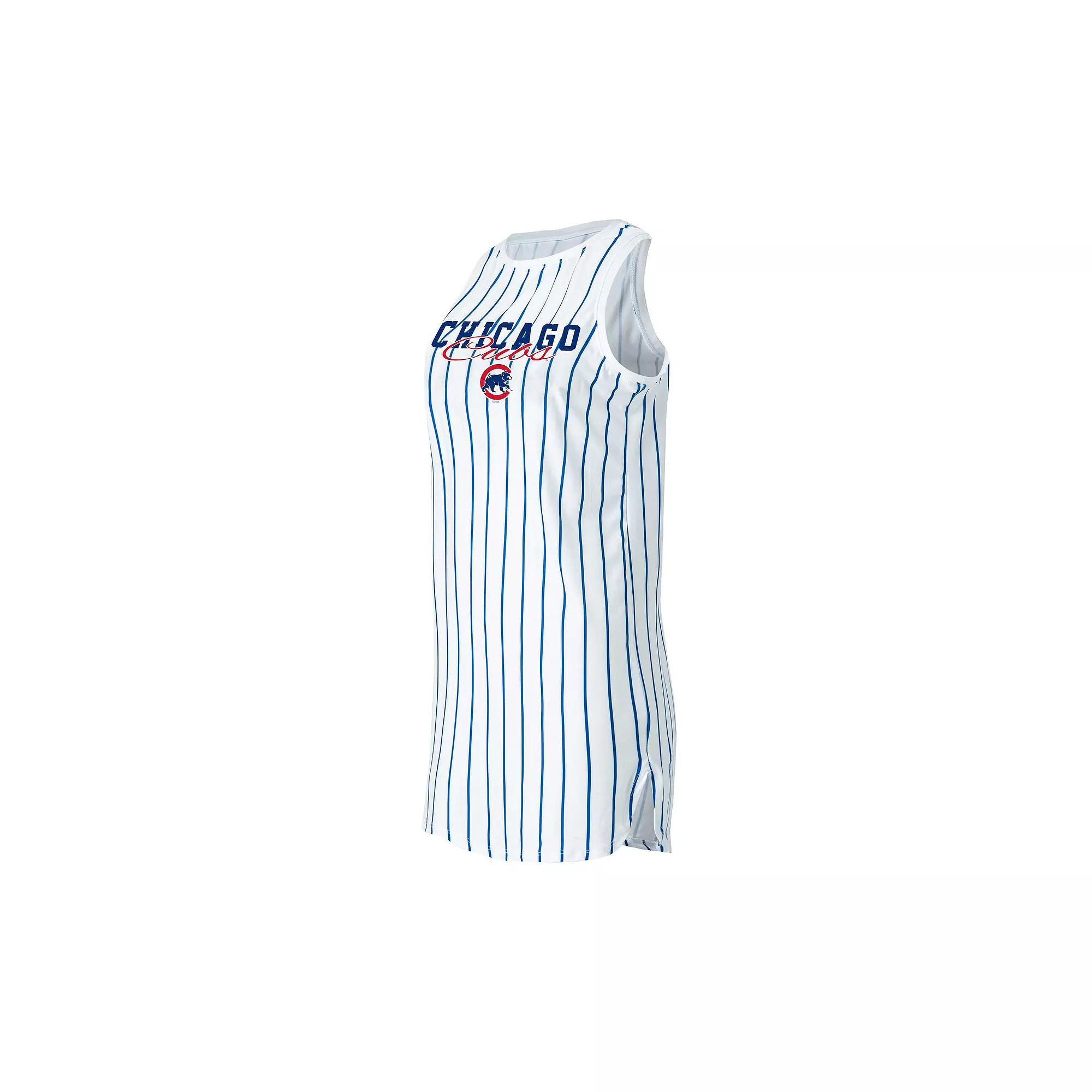 Women's Concepts Sport White Chicago Cubs Reel Pinstripe Knit Sleeveless Nightshirt,  Product Image