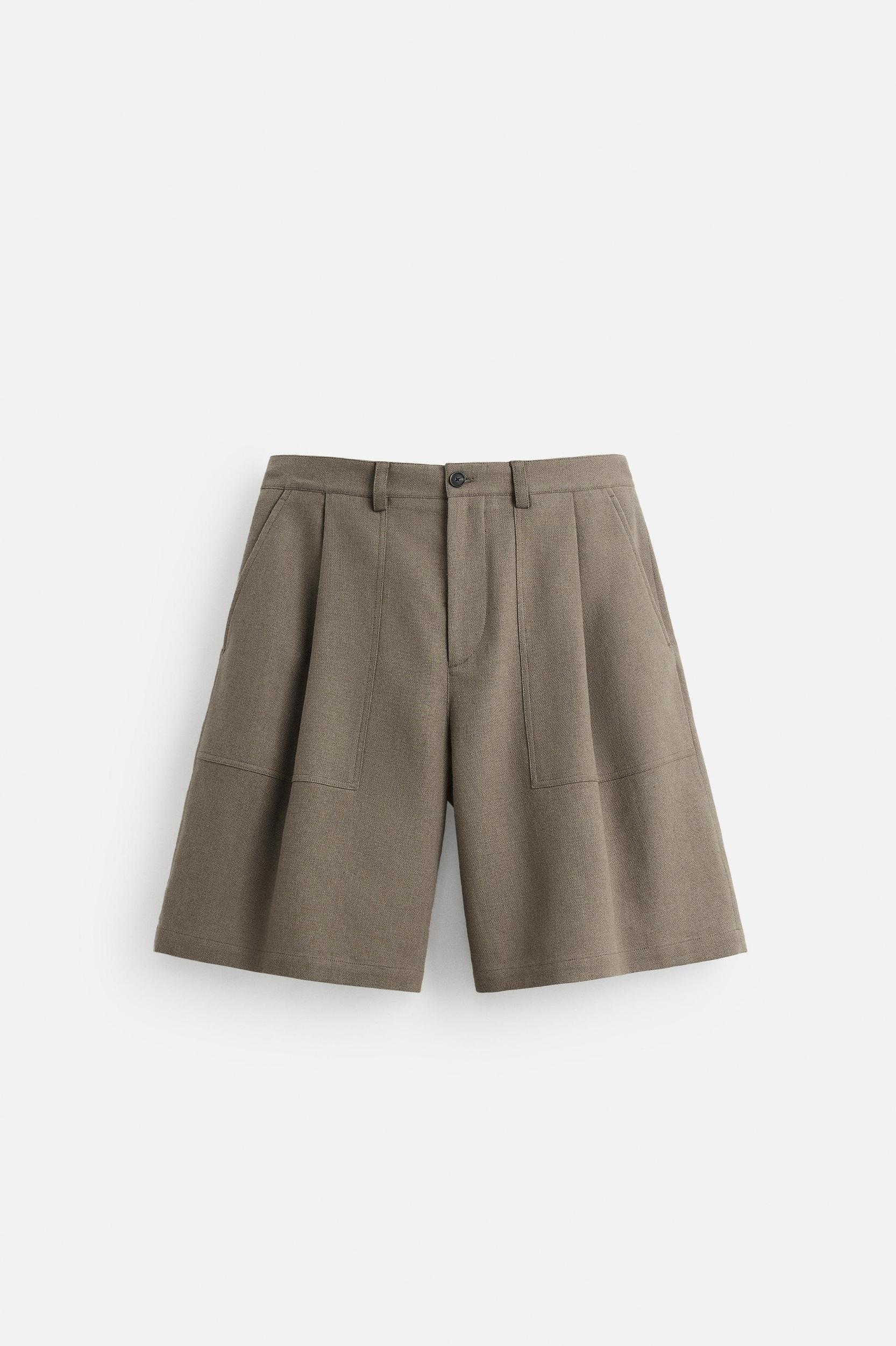 TEXTURED LINEN - COTTON SHORTS Product Image