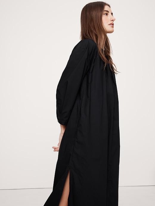 Cotton Poplin Split-Neck Shirt Dress Product Image