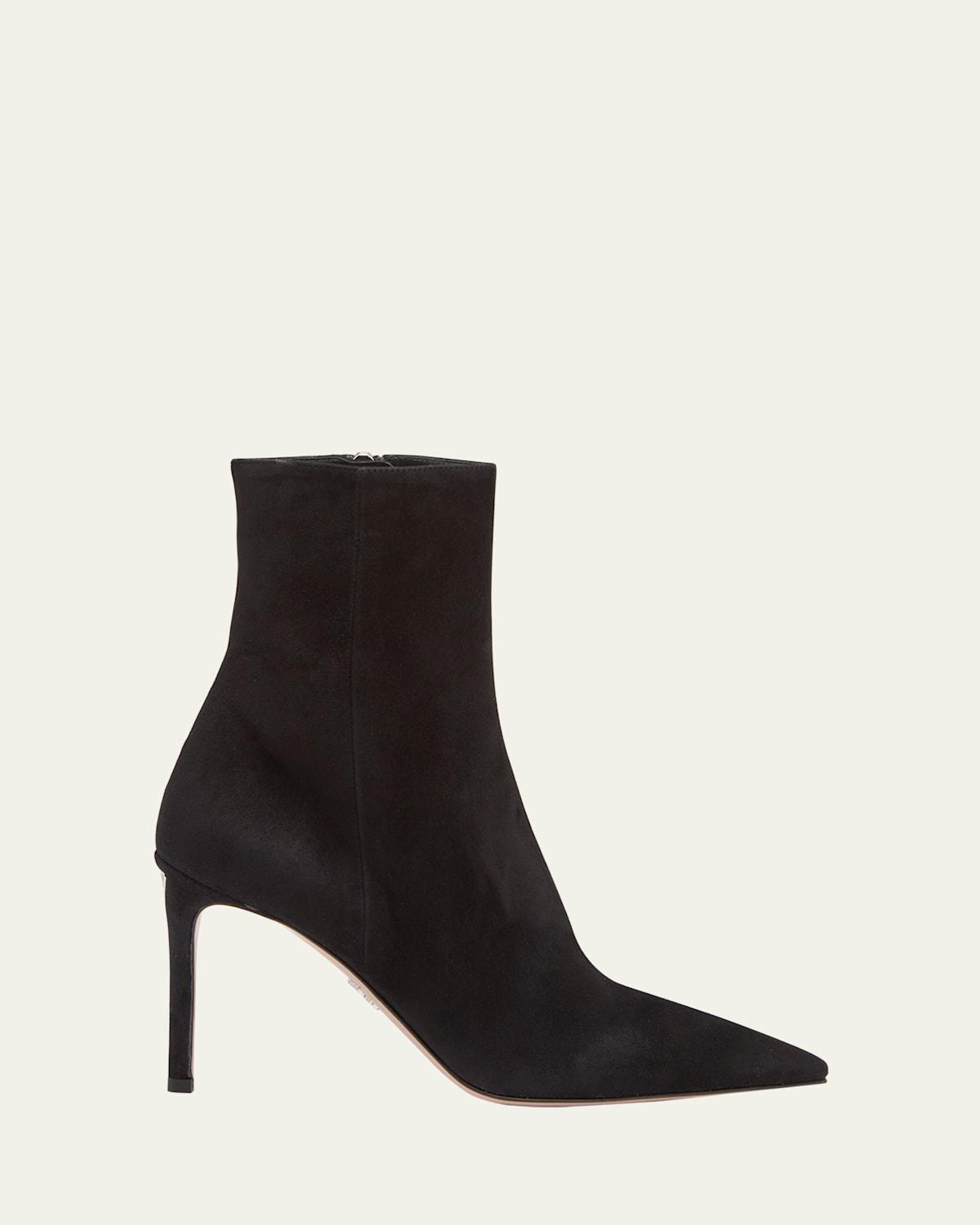 Suede Zip Stiletto Ankle Booties Product Image