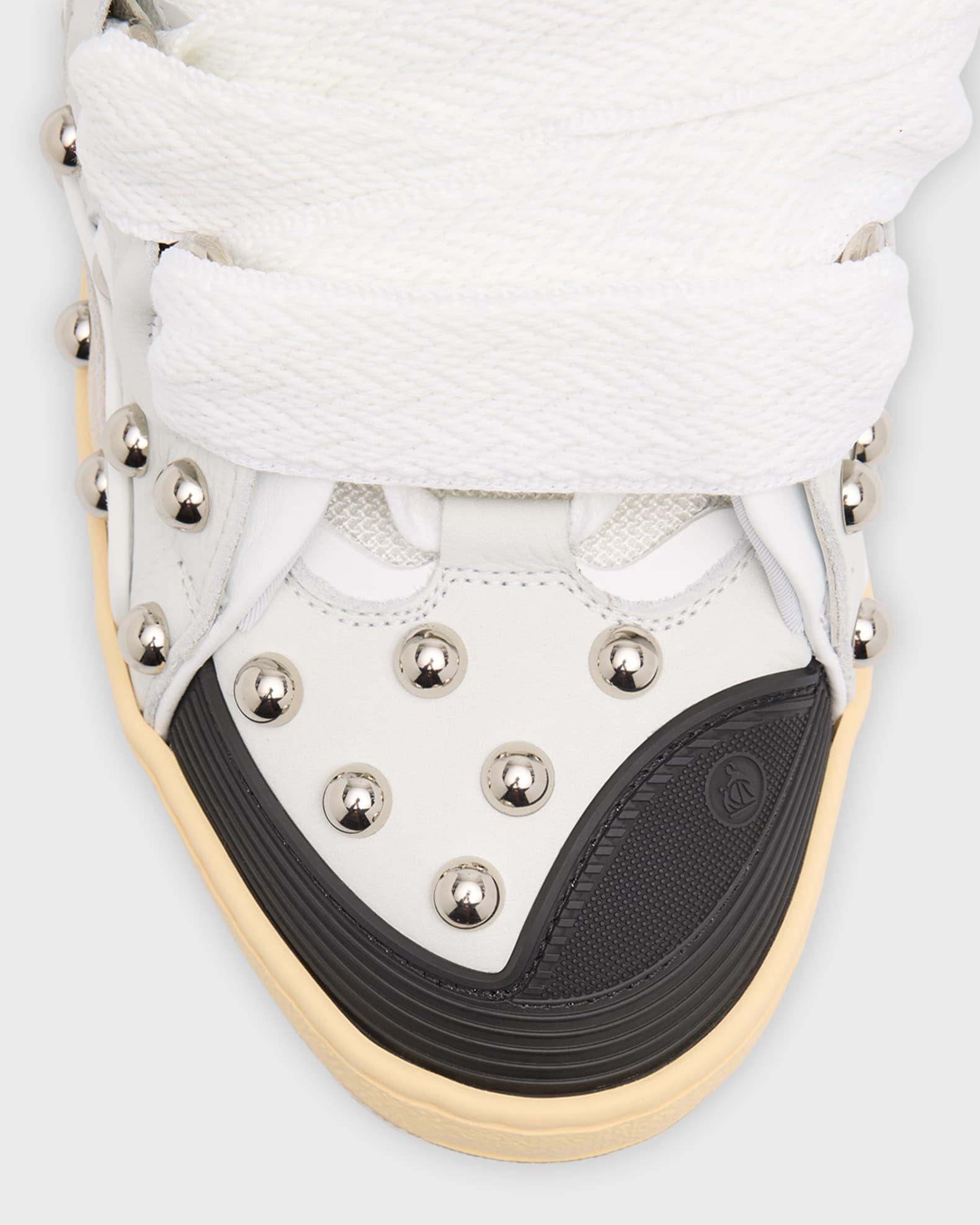 Men's Curb Mesh and Leather Low-Top Sneakers Product Image