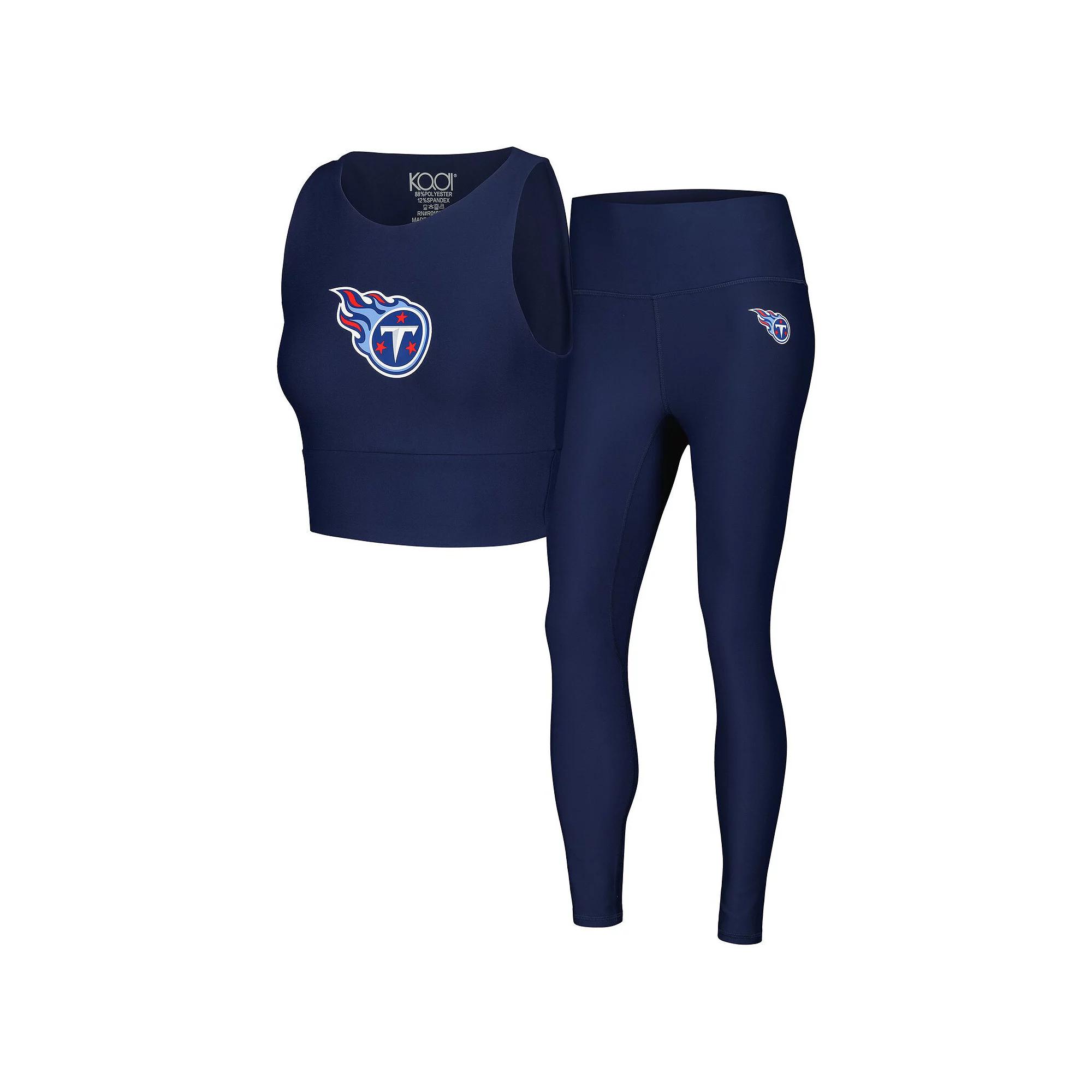 Women's Navy Tennessee Titans Leggings & Midi Bra Set,  Product Image