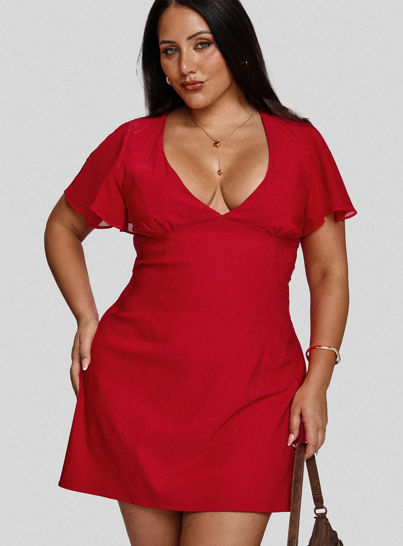 Florie Corset Mini Dress Red Curve Product Image