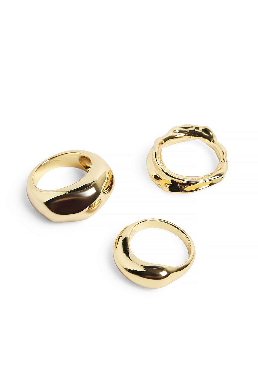 3-pack Gold Plated Chunky Rings Product Image