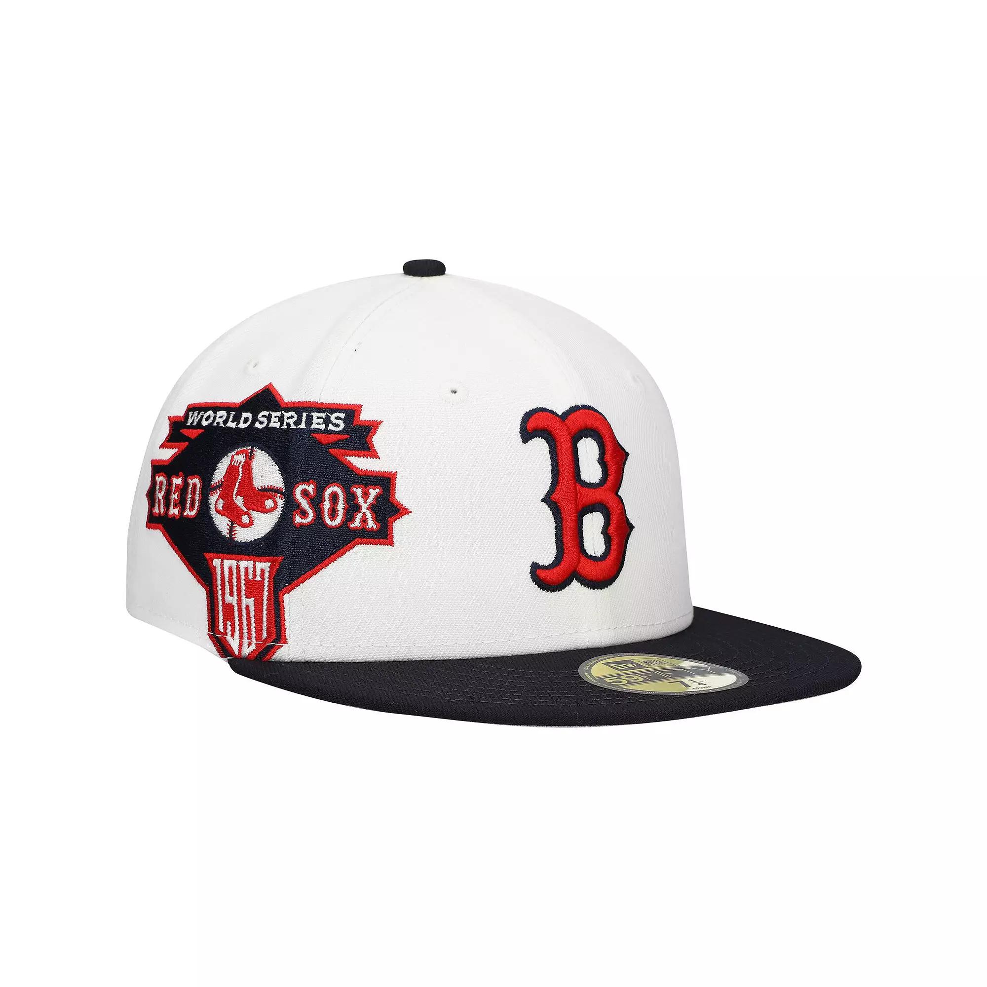 Men's New Era White/Navy Boston Red Sox Major Sidepatch 59FIFTY Fitted Hat,  Product Image