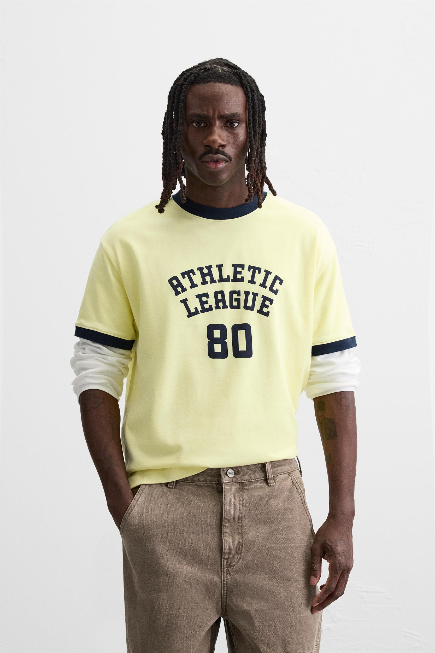 CONTRAST RIB TEXT T-SHIRT Product Image