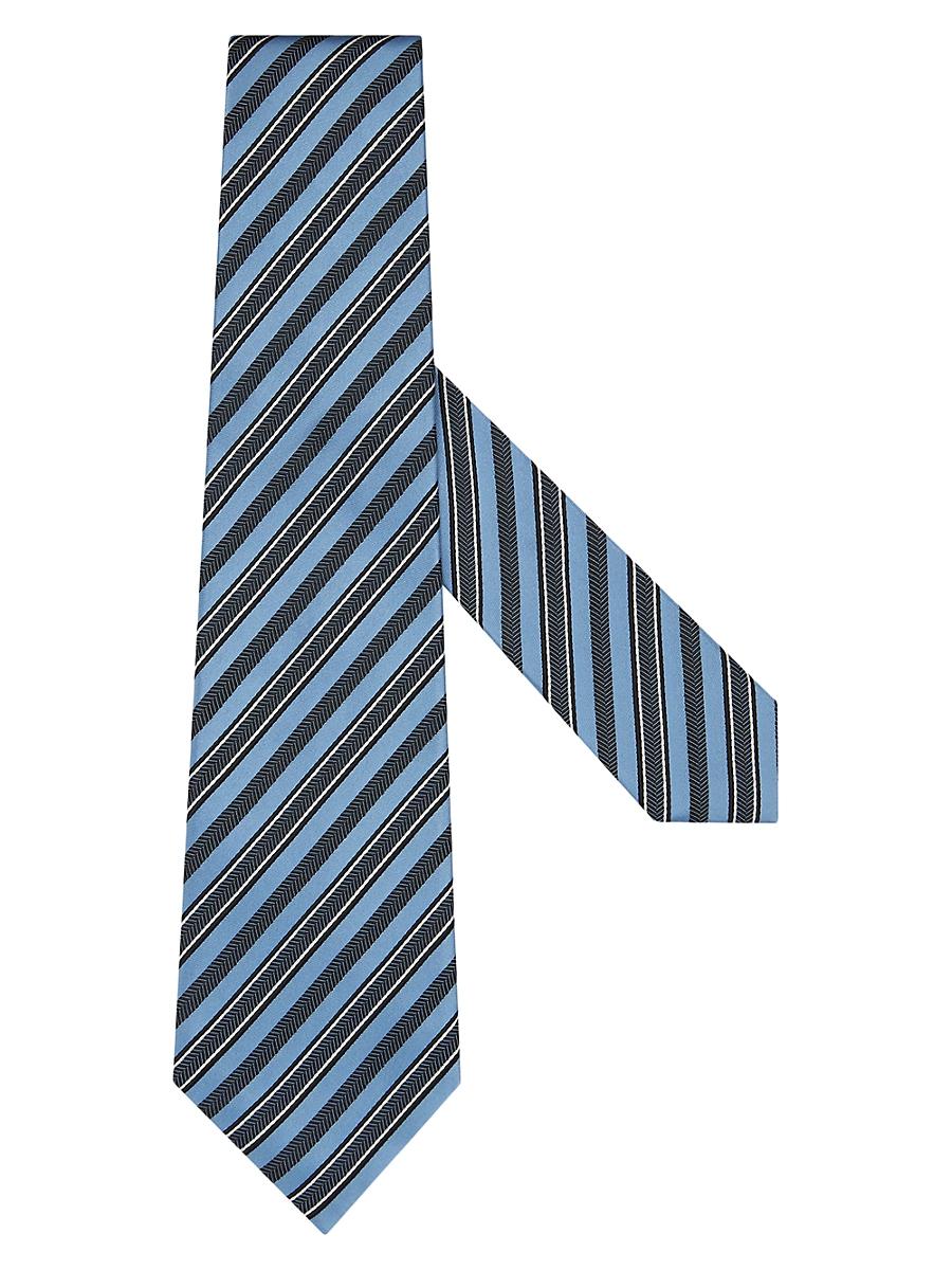 Mens Striped Silk and Cotton Tie Product Image